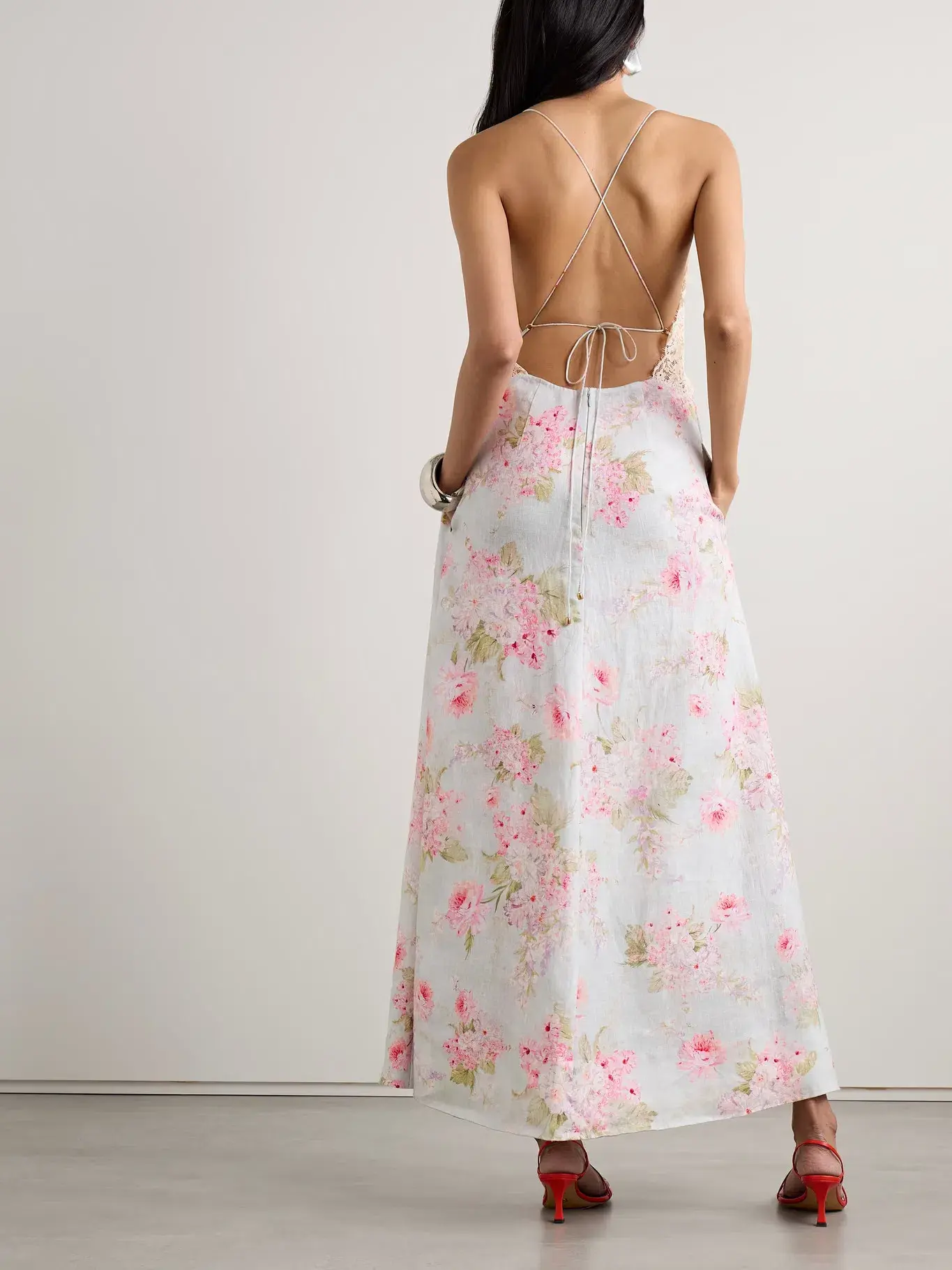 Zimmermann Halliday Lace Trimmed Maxi Dress Floral Print Size 2 AU 12 - Image 2