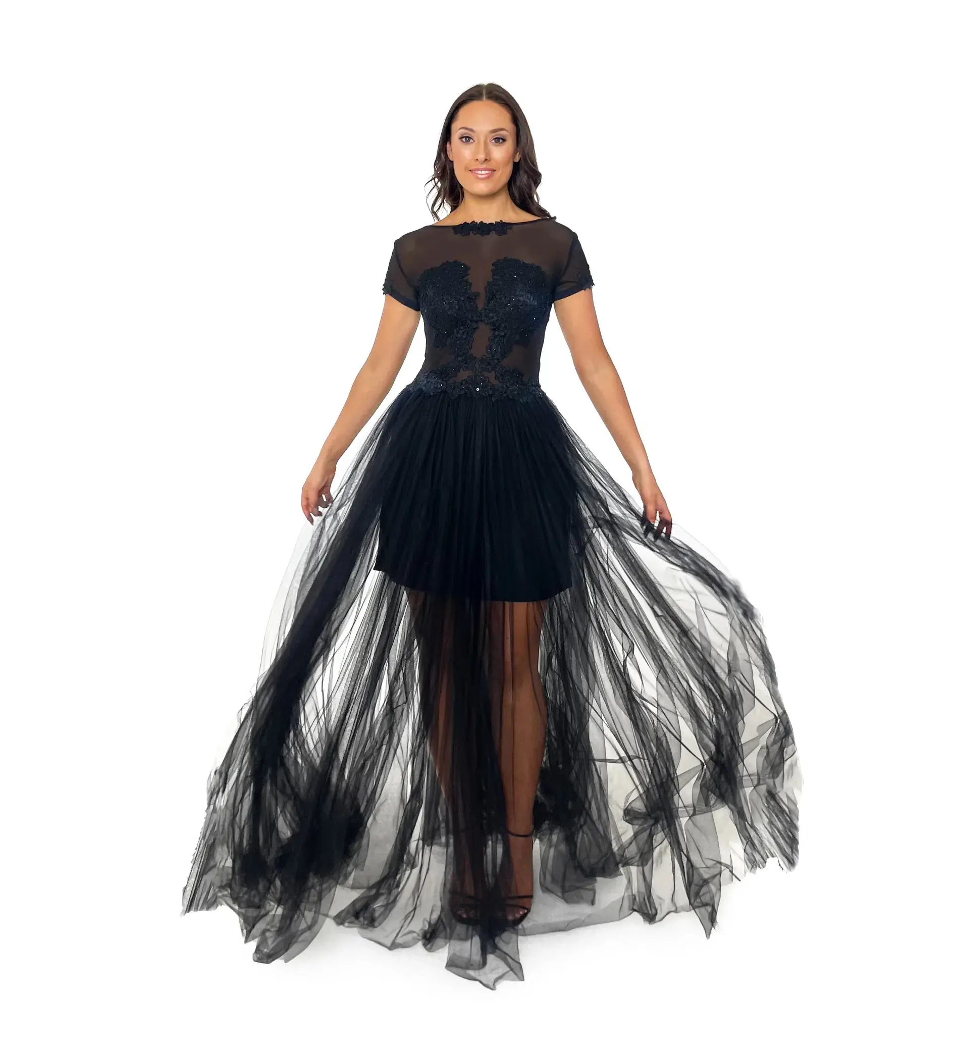 Jonte Illusion Lace Gown Black Size AU 10 - Image 1