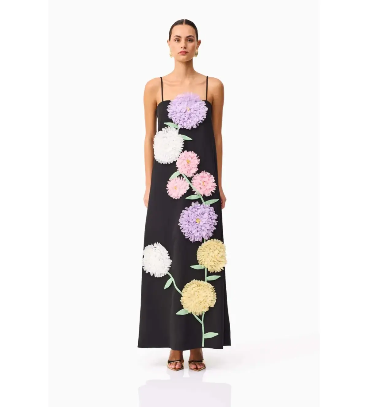 Elliatt Buttercup Embroidered Maxi Dress Black Size AU 12 - Image 1