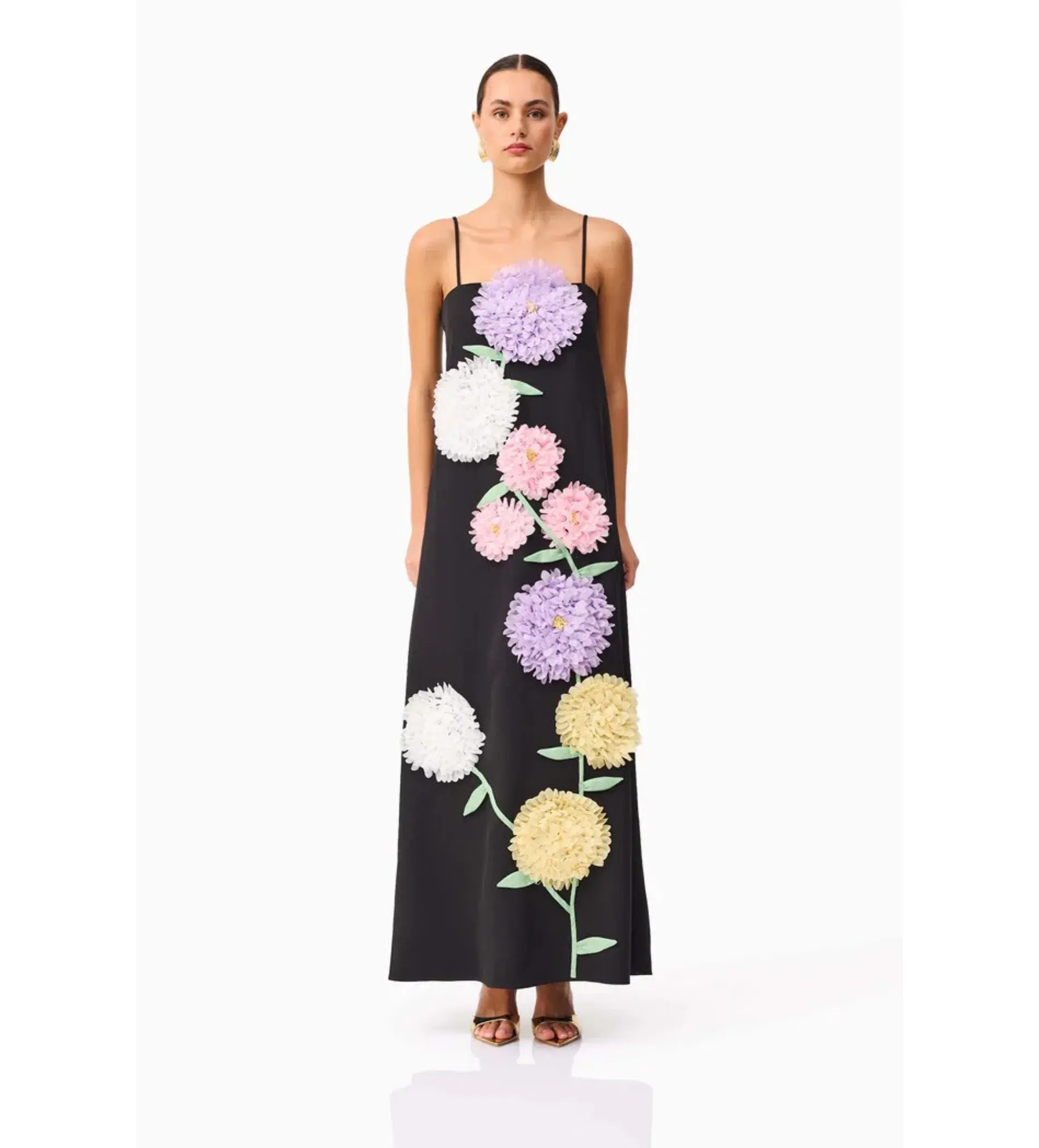 Elliatt Buttercup Embroidered Maxi Dress Black Size AU 12 - Image 1