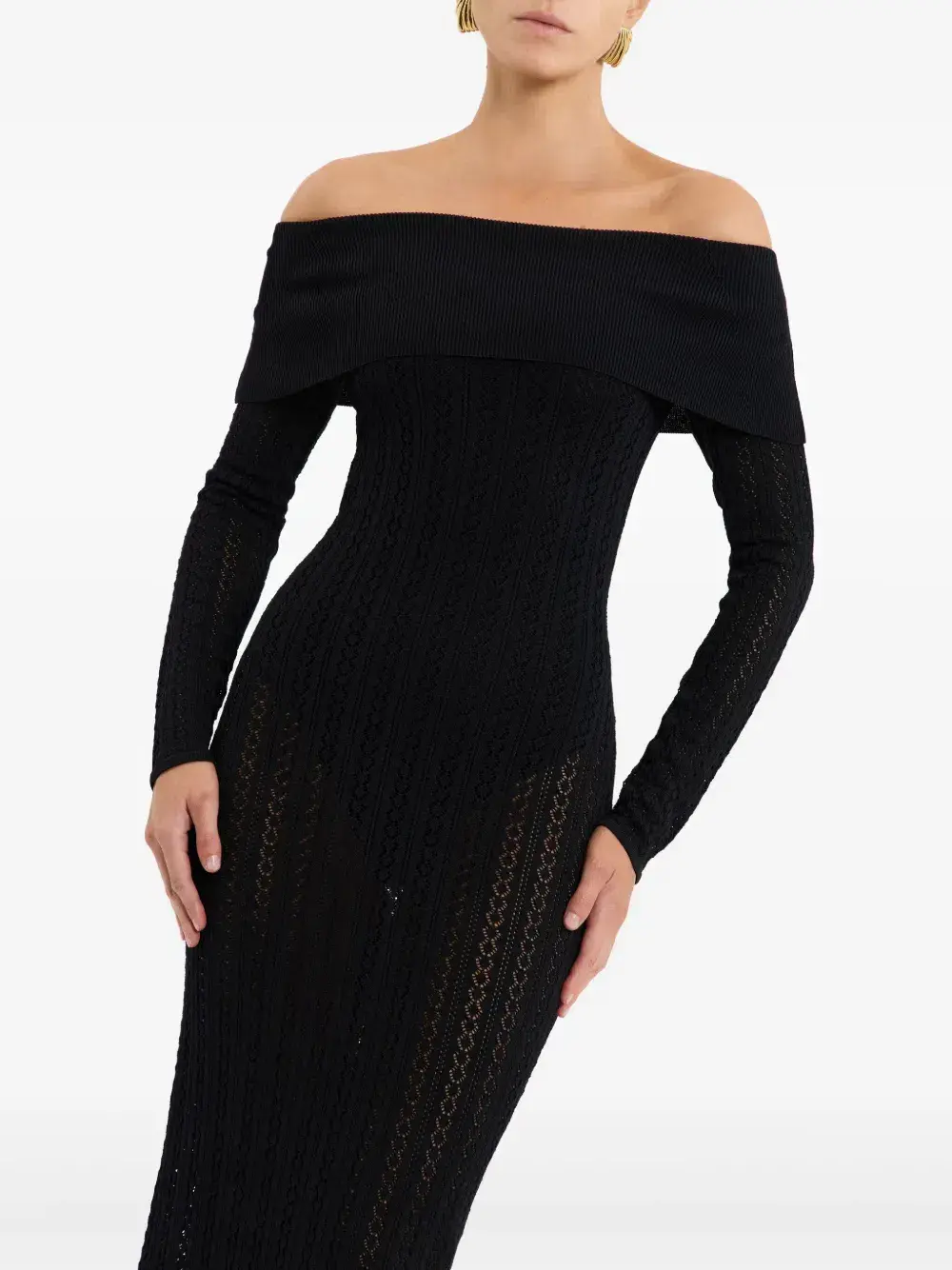 Rebecca Vallance Lorelei Off-shoulder Knitted Black Size AU 8 - Image 5