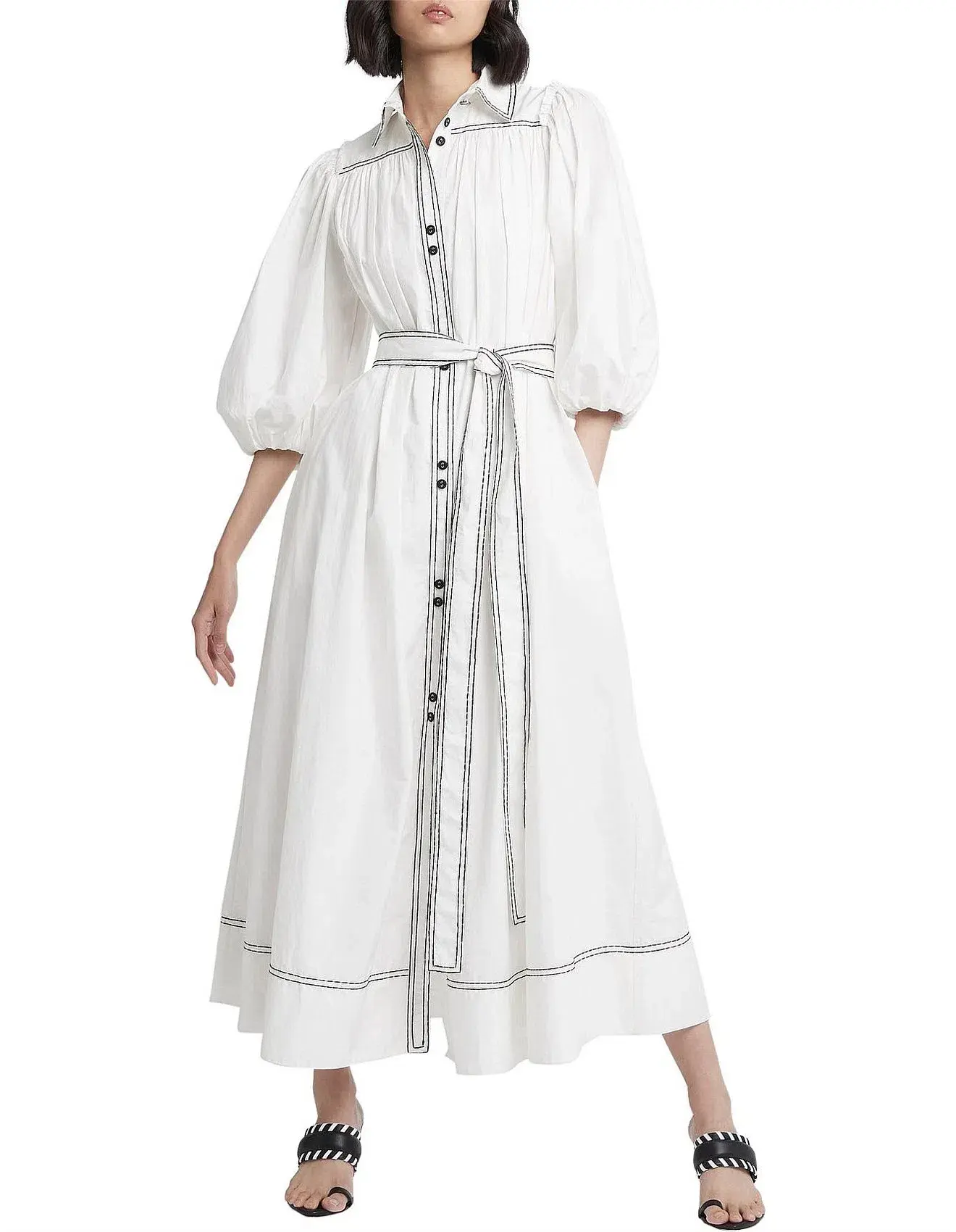 AJE Epiphany Midi Shirt Dress White Size AU 8 - Image 1