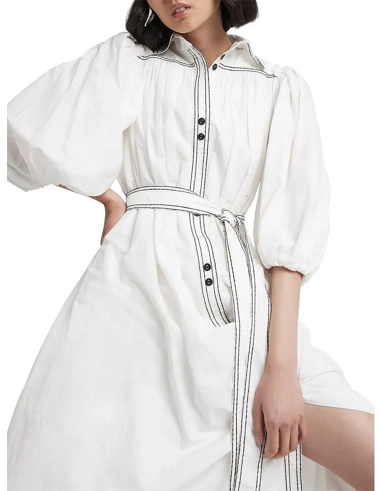 AJE Epiphany Midi Shirt Dress White Size AU 8 - Image 4