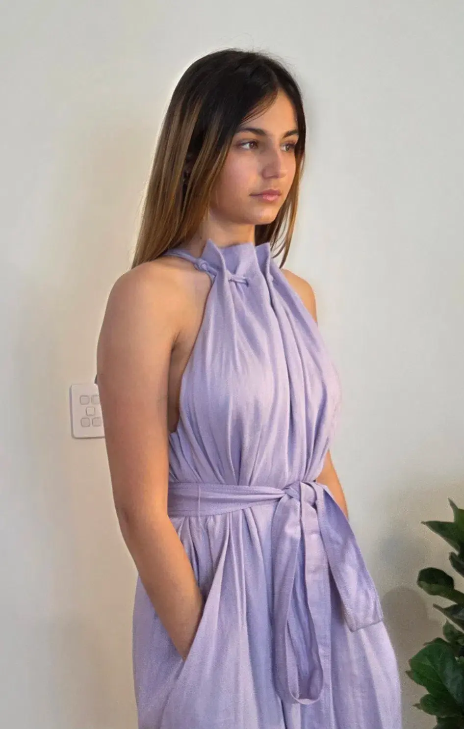 Aje Mariel Trapeze Midi Dress Lilac Size 10 - Image 3