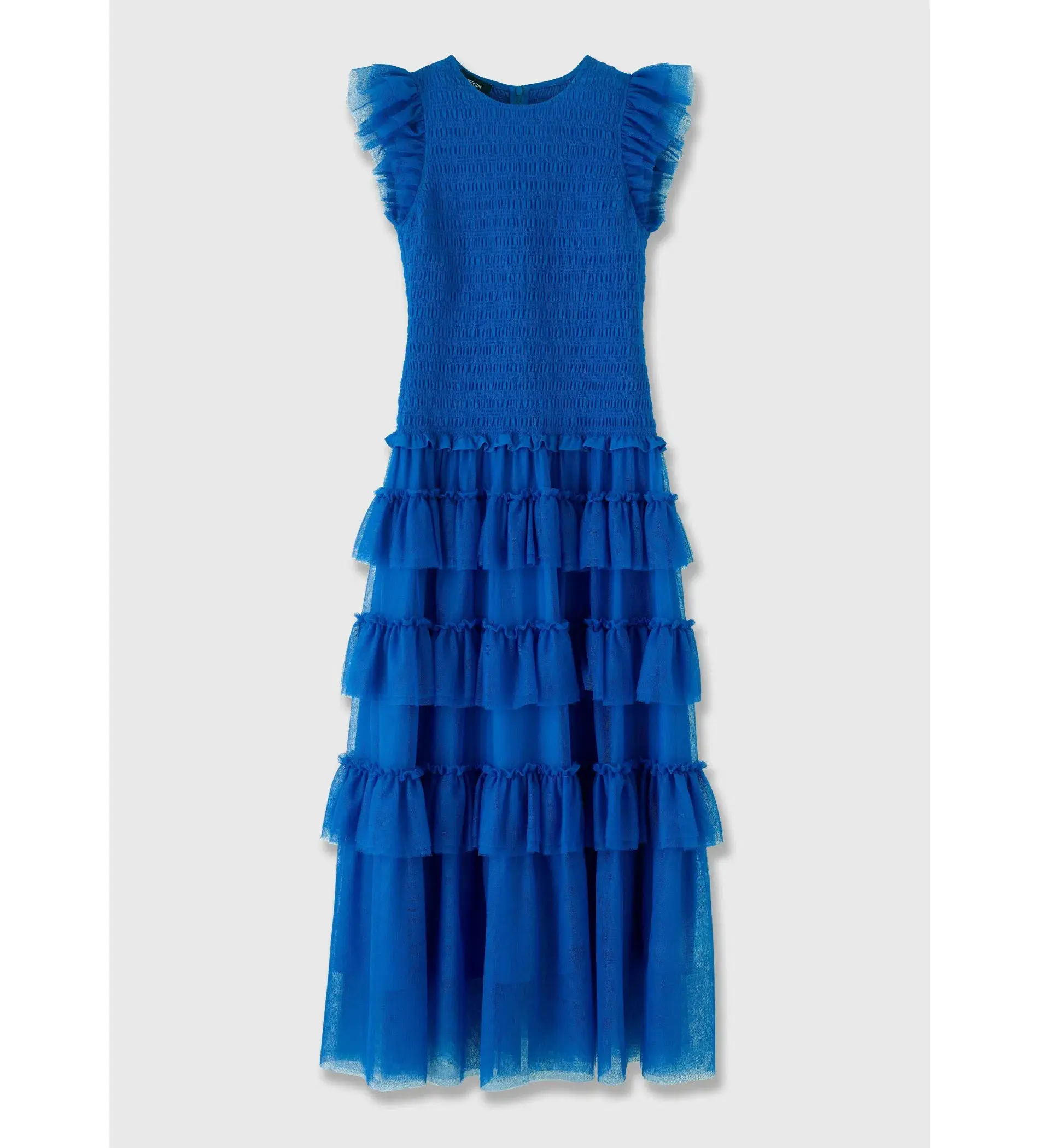 ME+EM Ethereal Tulle Shirred Midi Dress Electric Blue Size AU 8 - Image 9