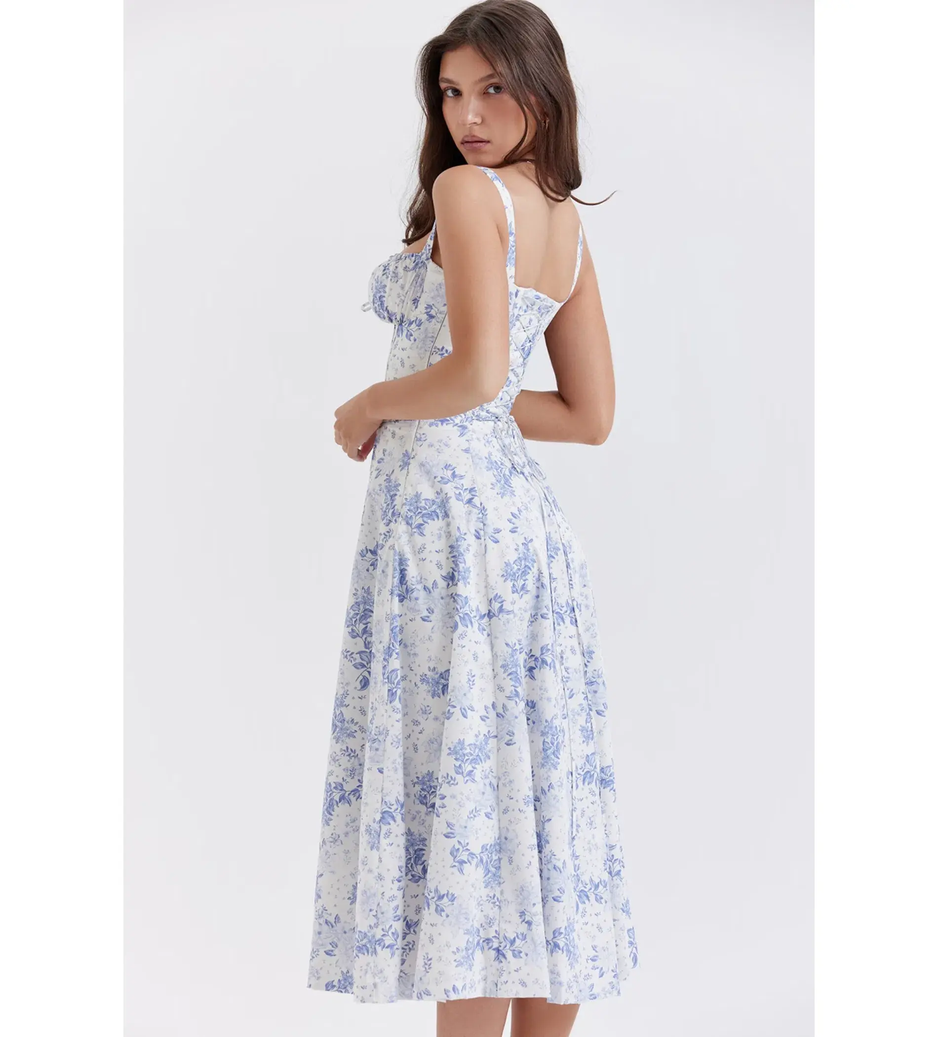 House of CB Carmen Midi Blue Print Bustier Size XS - Image 6