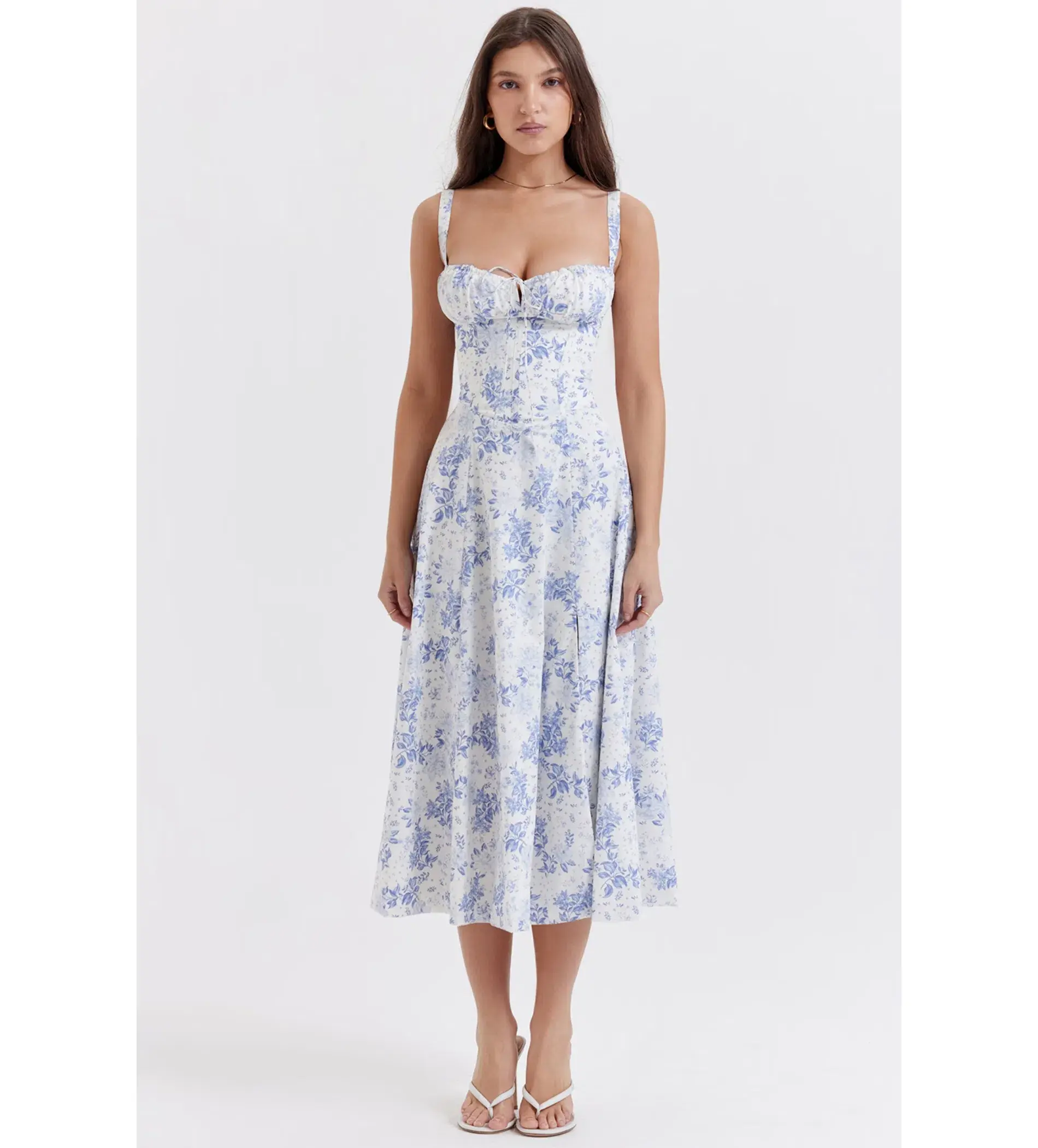 House of CB Carmen Midi Blue Print Bustier Size XS - Image 4
