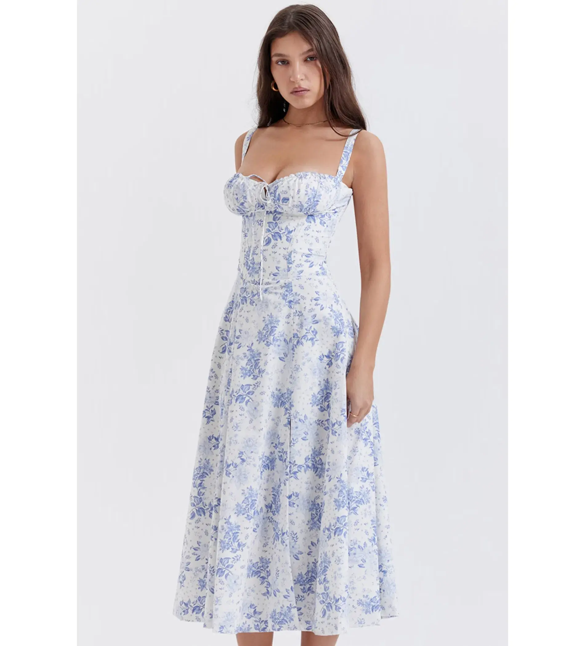 House of CB Carmen Midi Blue Print Bustier Size XS - Image 5