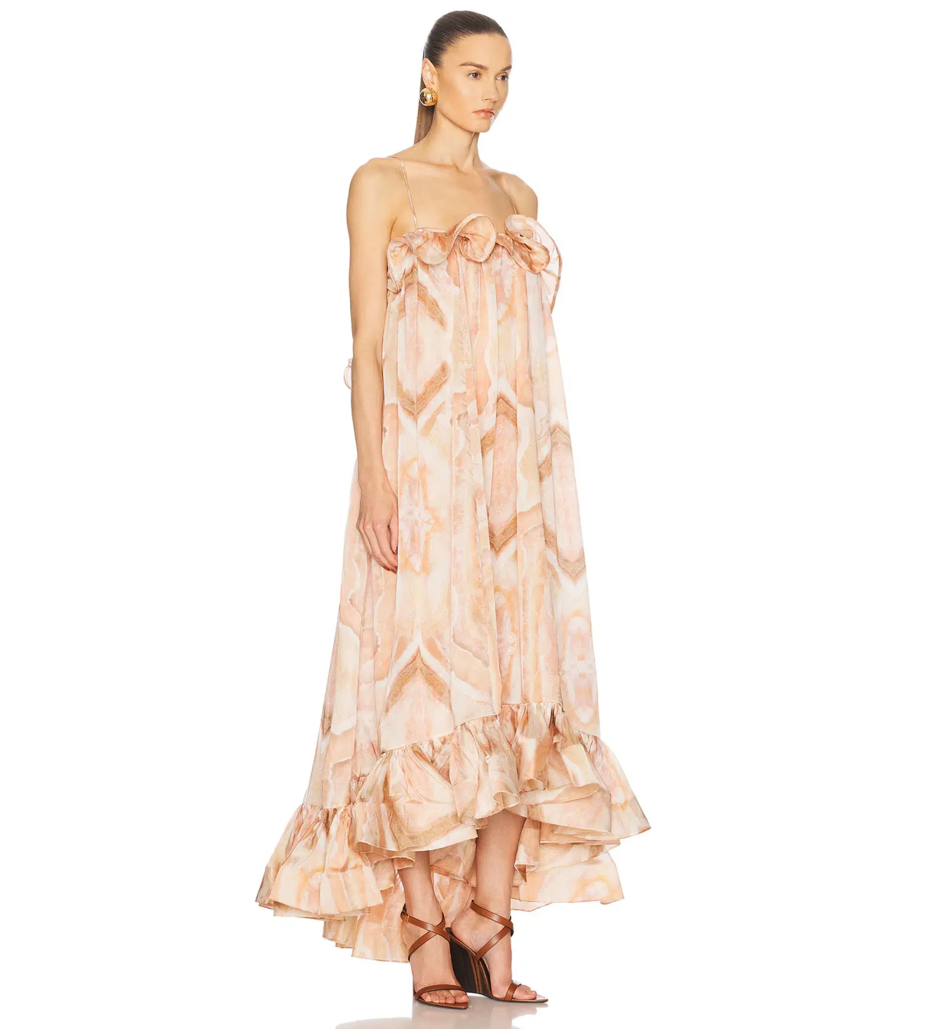 Zimmermann Illuminate Flounce Midi Gown in Guava Agate Size 6 - Image 2