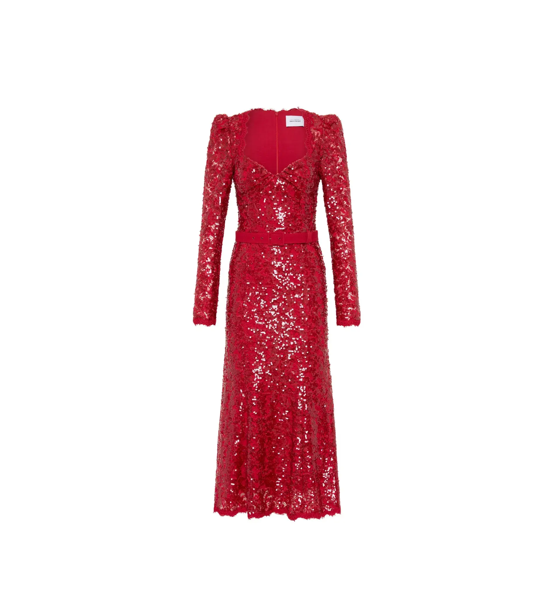 Rebecca Vallance Leyla Long Sleeve Midi Dress in Red Sequin Size AU 10 - Image 5