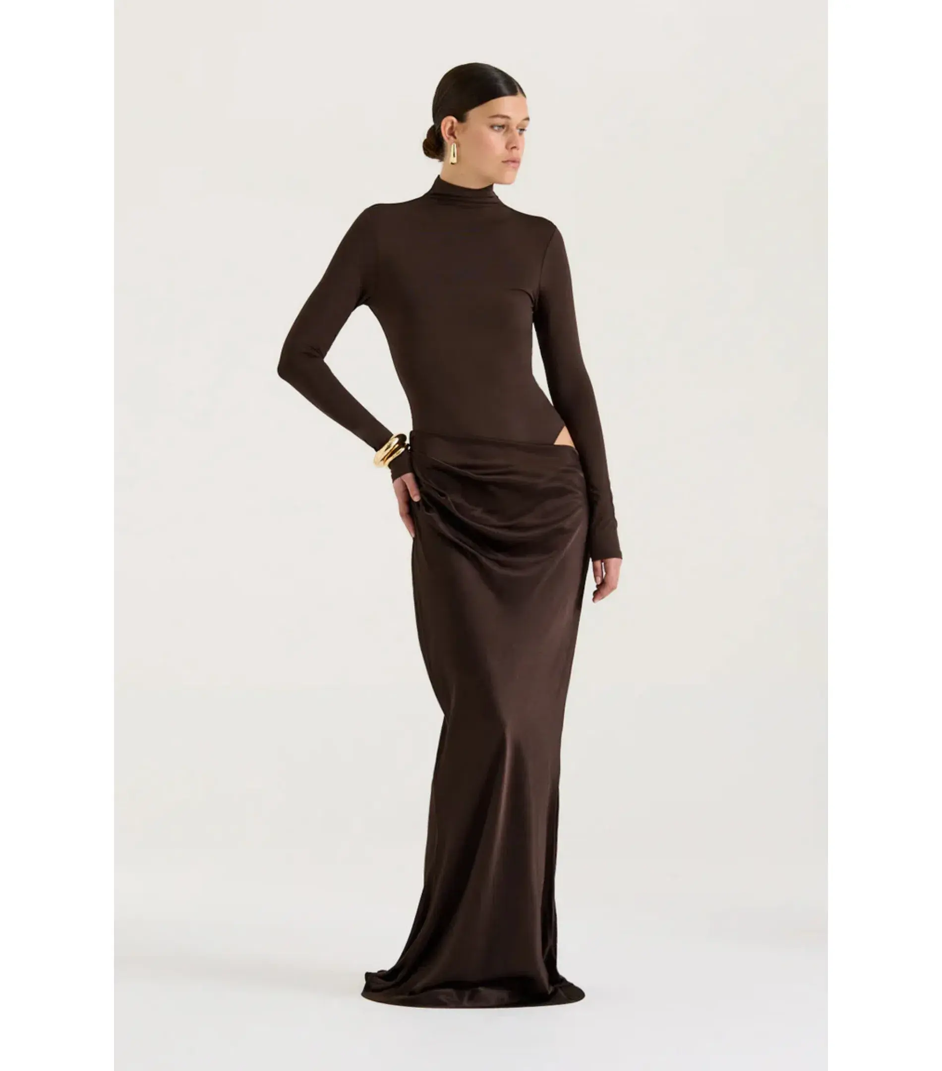 Henne Soraia Long Sleeve Maxi Dress Chocolate Size S / AU 8 - Image 2