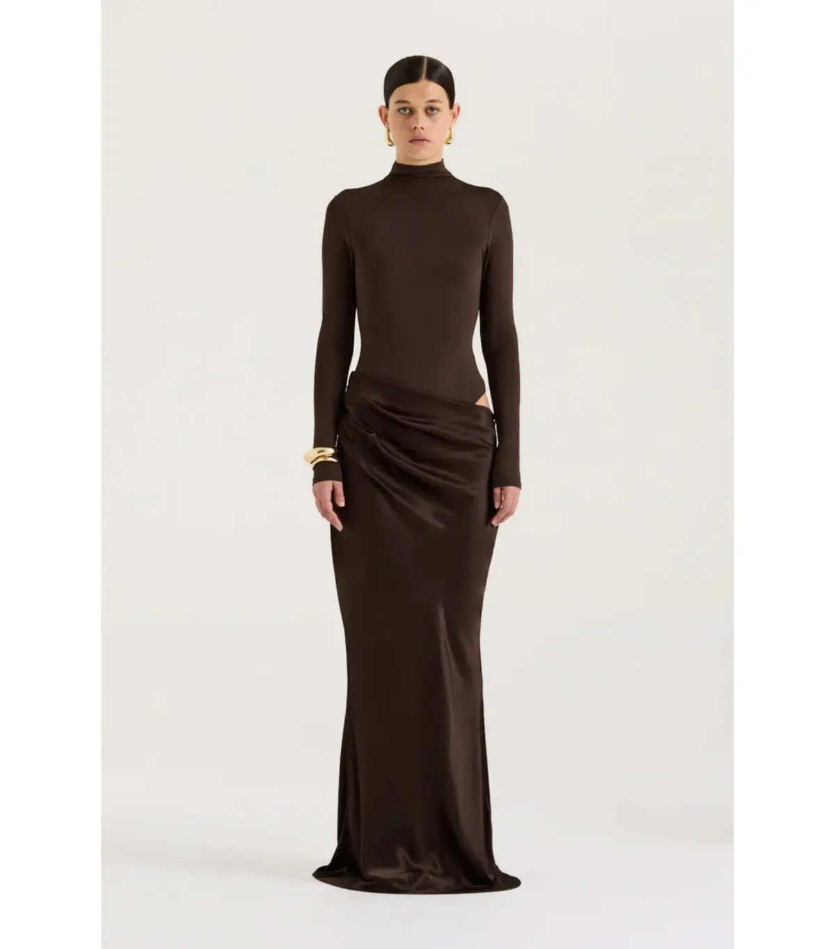 Henne Soraia Long Sleeve Maxi Dress Chocolate Size S / AU 8 - Image 1
