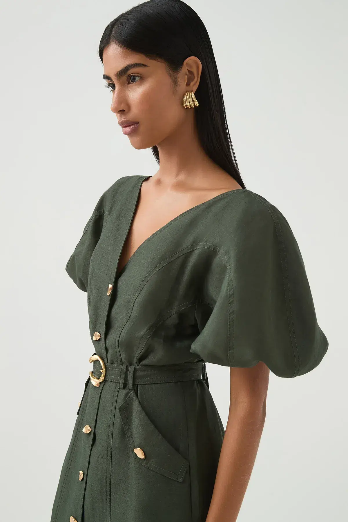 Aje Paloma Utility Midi Dress Midnight Green Size AU 10 - Image 4