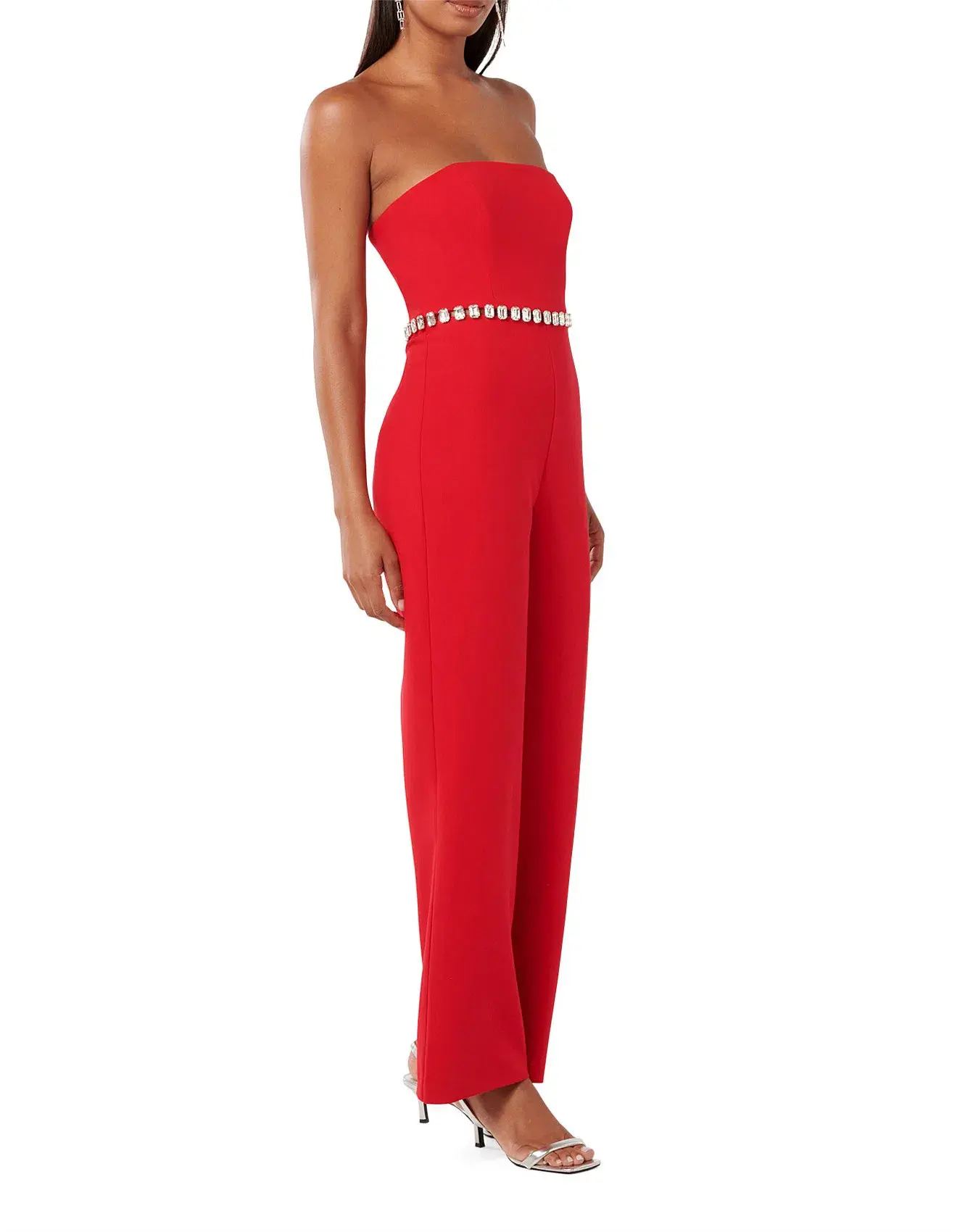 Forever New Ari Embellished Jumpsuit in Red Size 10/M - Image 2