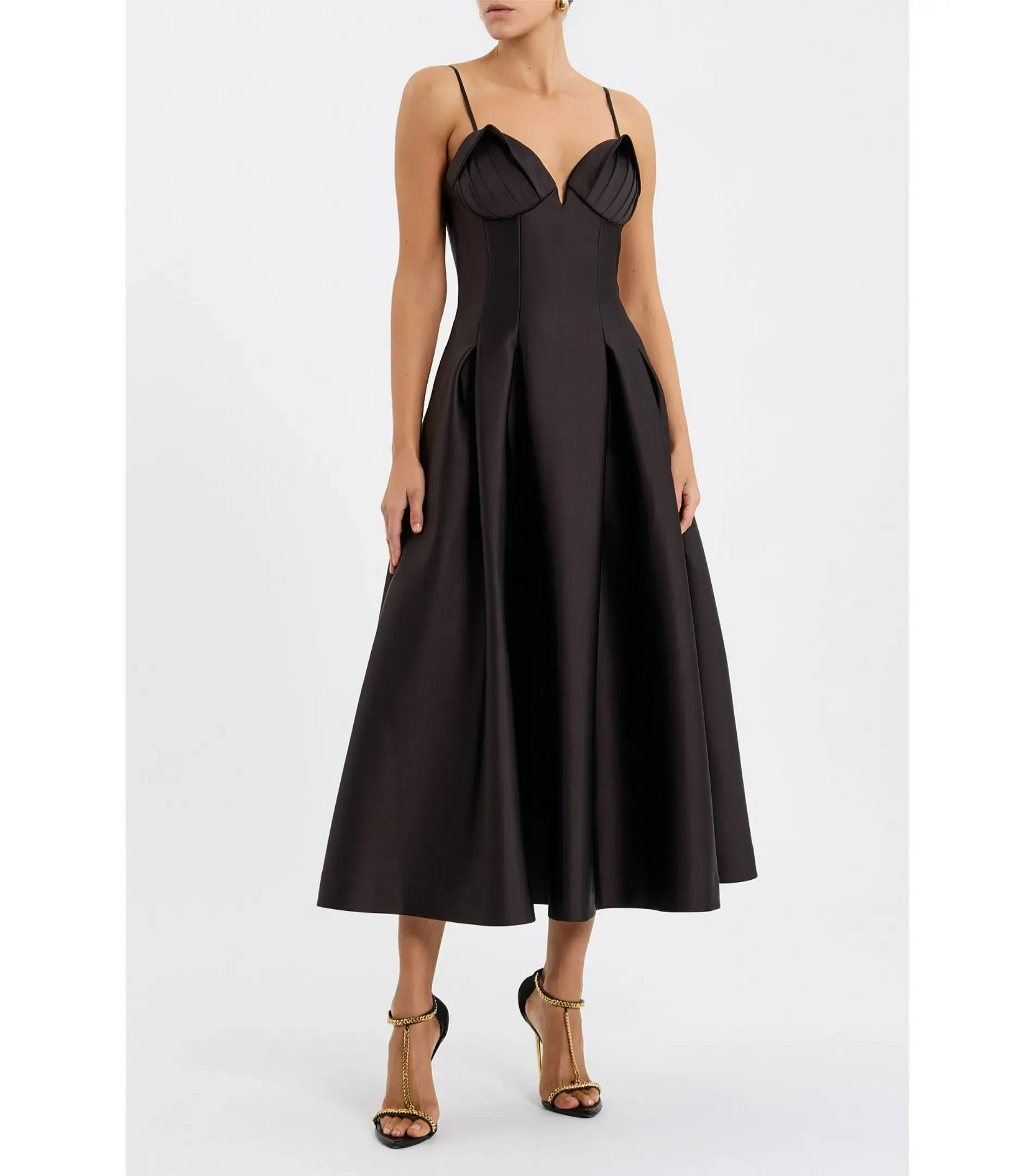 Rebecca Vallance Saskia Midi Dress Chocolate Size AU 8 - Image 1
