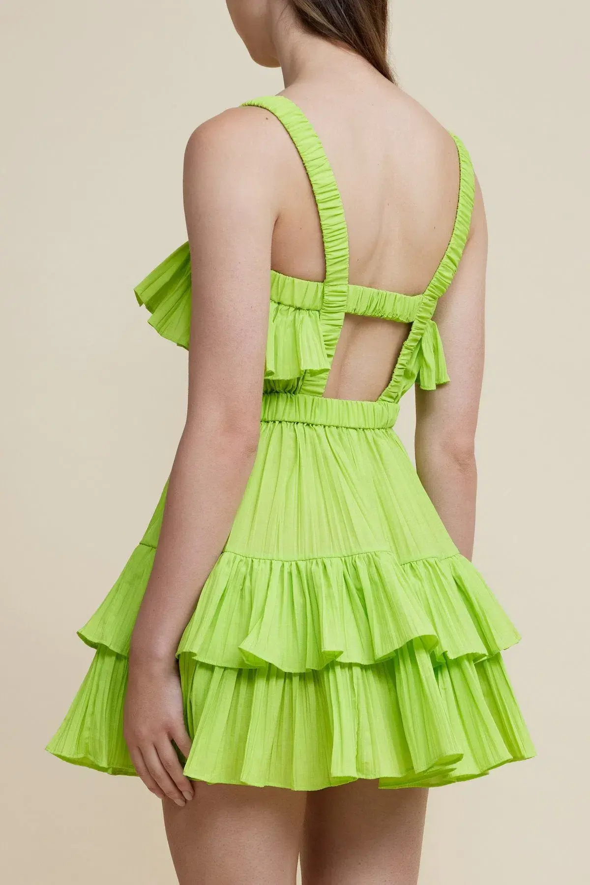 Acler Ramona Mini Dress Lime Green Size 6 - Image 4