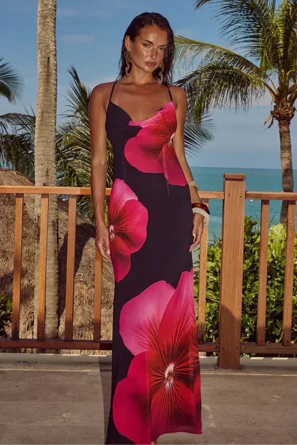 Runaway The Label Bridgette Maxi Dress Pink Flower Size 12  - Image 1