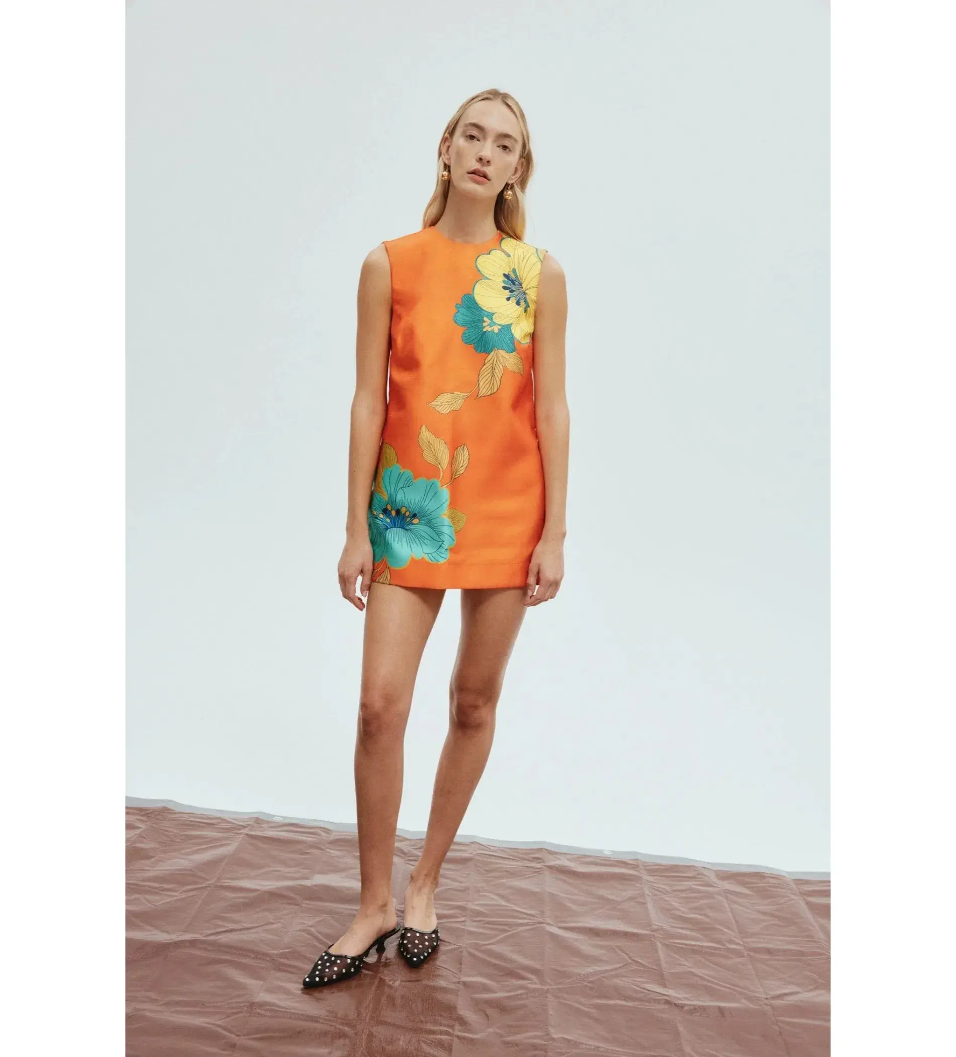 Alemais Piato Mini Dress Orange Floral Size AU 10 - Image 1
