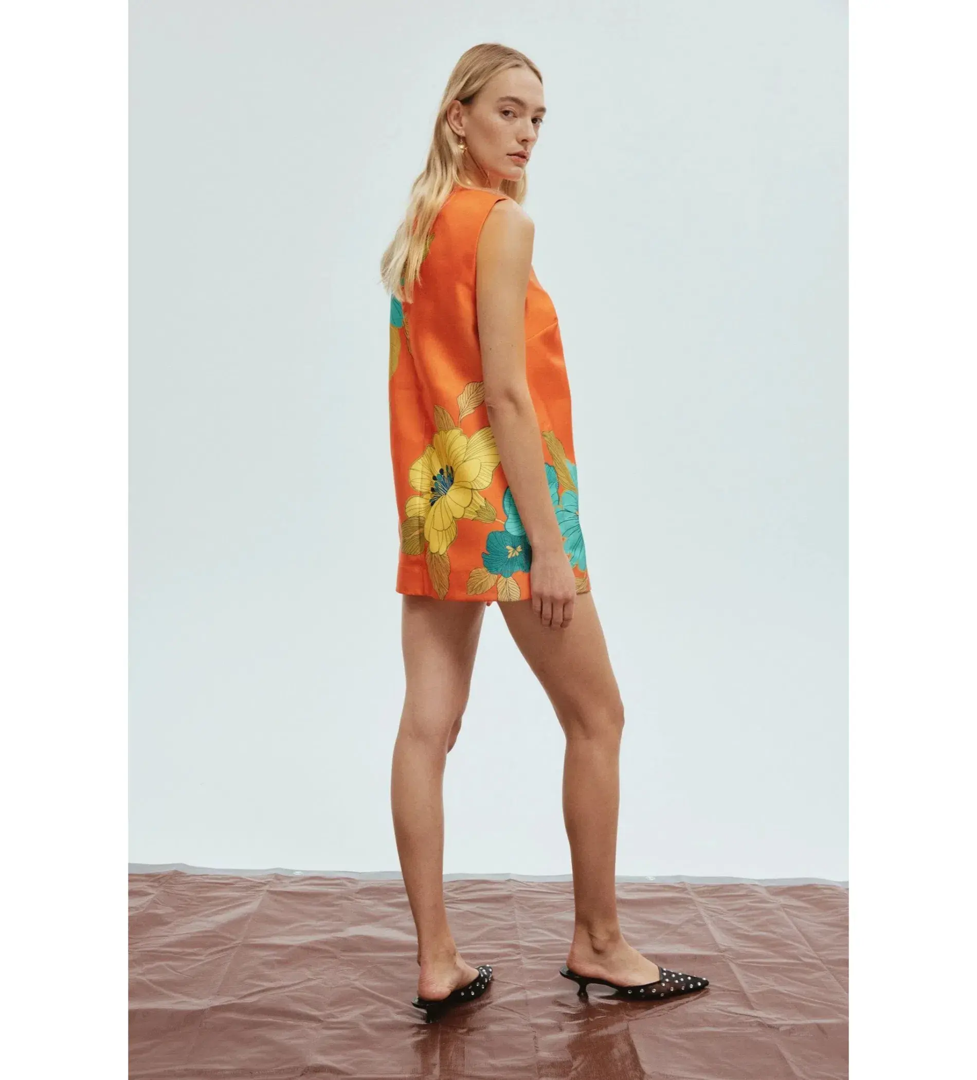 Alemais Piato Mini Dress Orange Floral Size AU 10 - Image 3