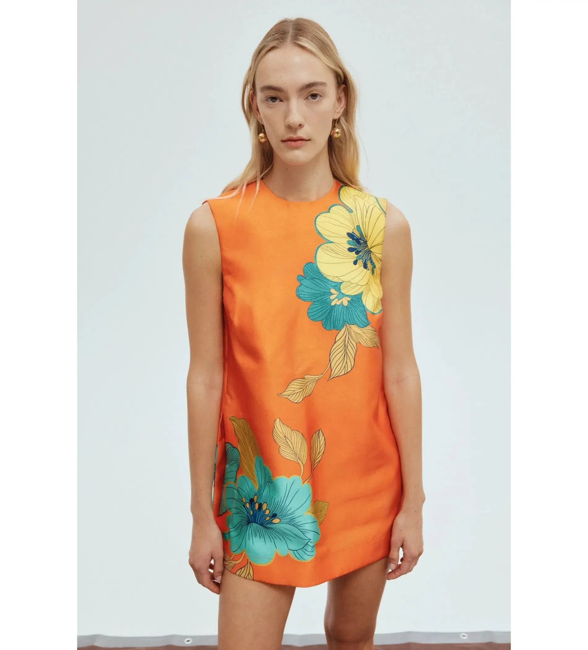 Alemais Piato Mini Dress Orange Floral Size AU 10 - Image 5