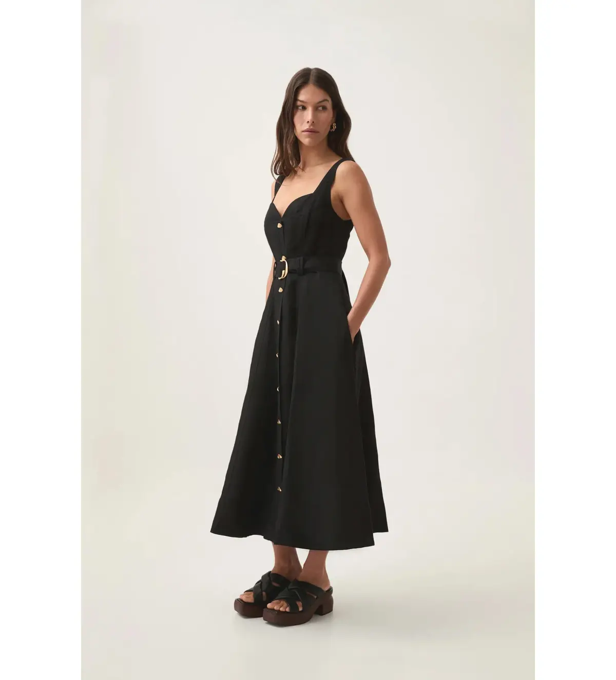 Aje Clay Belted Midi Dress in Black Size AU 8  - Image 2