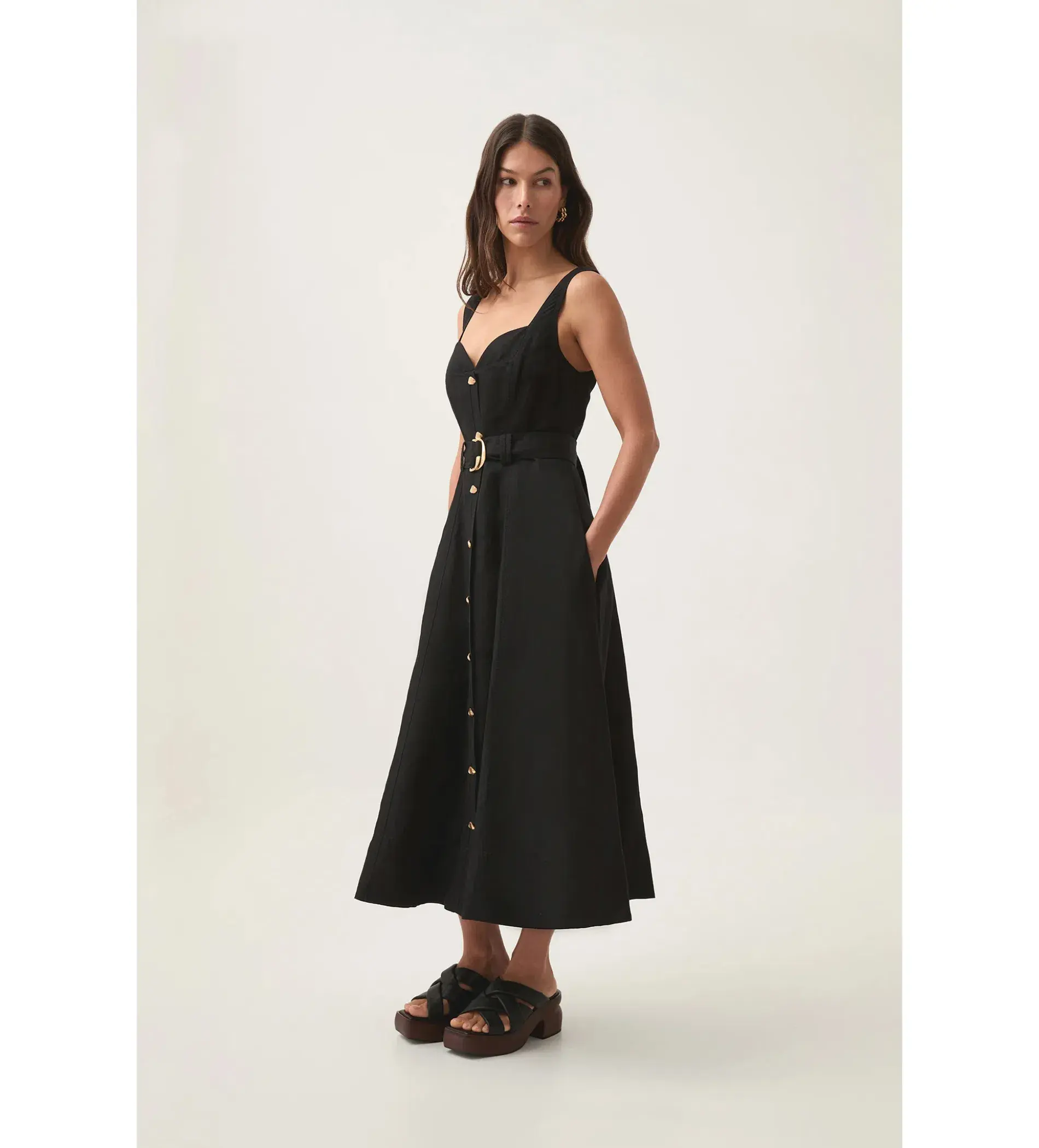 Aje Clay Belted Midi Dress in Black Size AU 8  - Image 2
