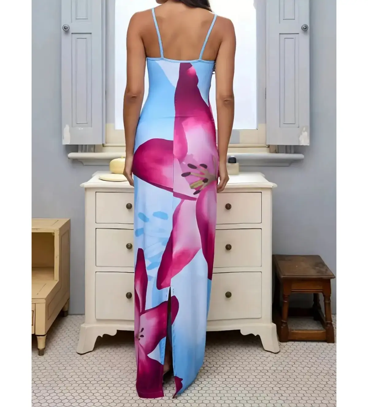 With Harper Lu Slip Maxi Dress Sky Lily Floral Size L AU 12 - Image 4