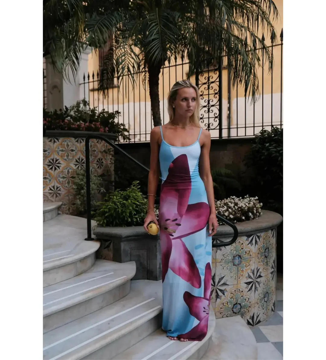 With Harper Lu Slip Maxi Dress Sky Lily Floral Size L AU 12 for rent on The Volte - main image