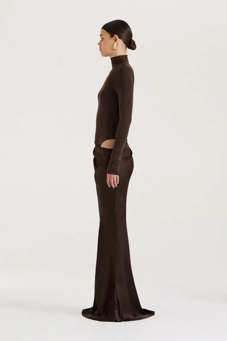 Henne Soraia Long Sleeve Maxi Dress Chocolate Size 8 - Image 4