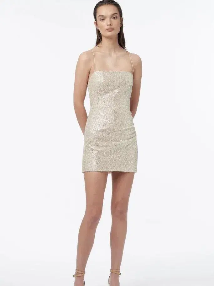 Manning Cartell Metallic Mesh Mini Dress Gold Size 6 - Image 1