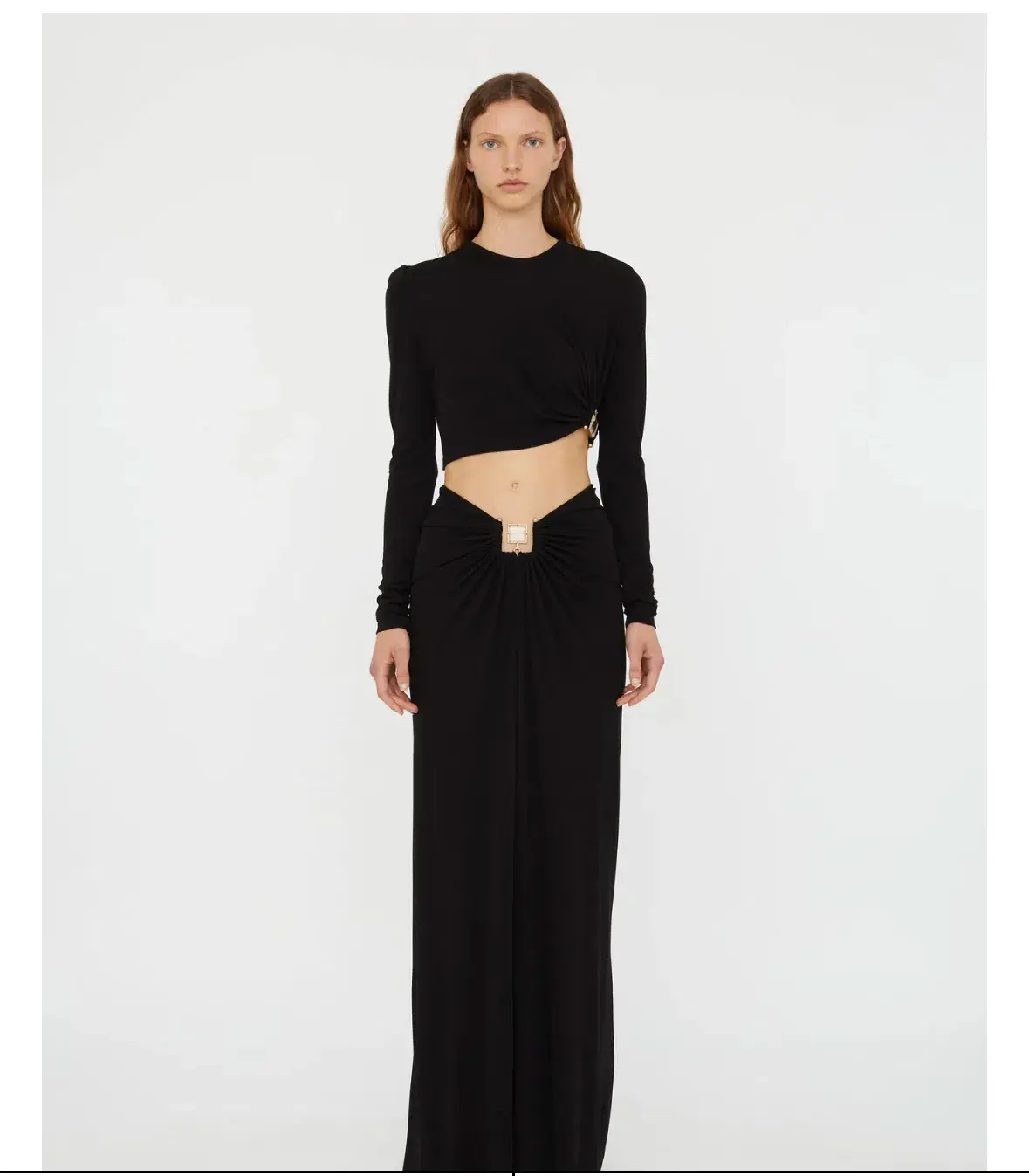 Christopher Esber Bezel Quartz Ruched Long Sleeve Top Black Size 12 - Image 1