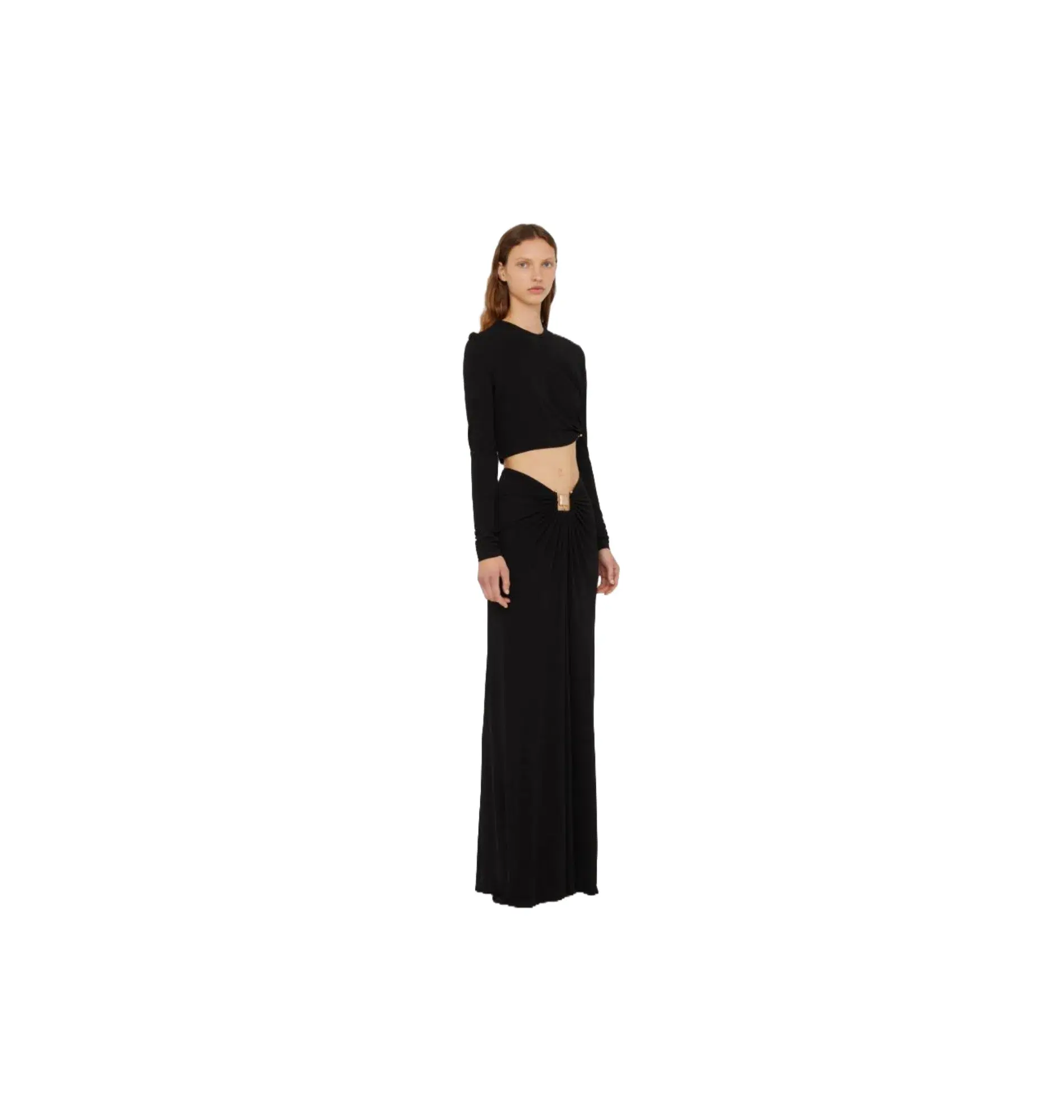 Christopher Esber Bezel Quartz Ruched Skirt Black Size 8 - Image 2