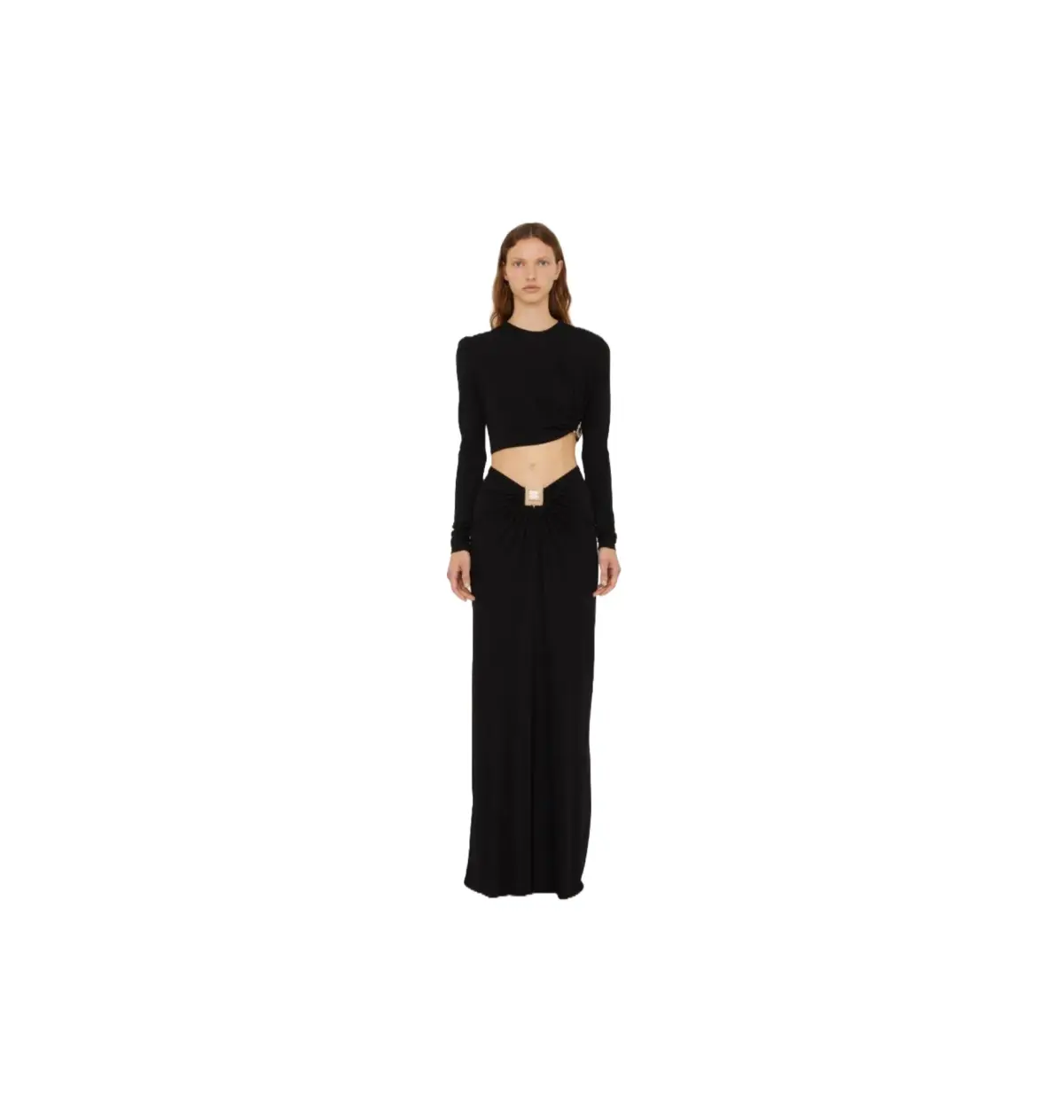 Christopher Esber Bezel Quartz Ruched Skirt Black Size 8 - Image 1