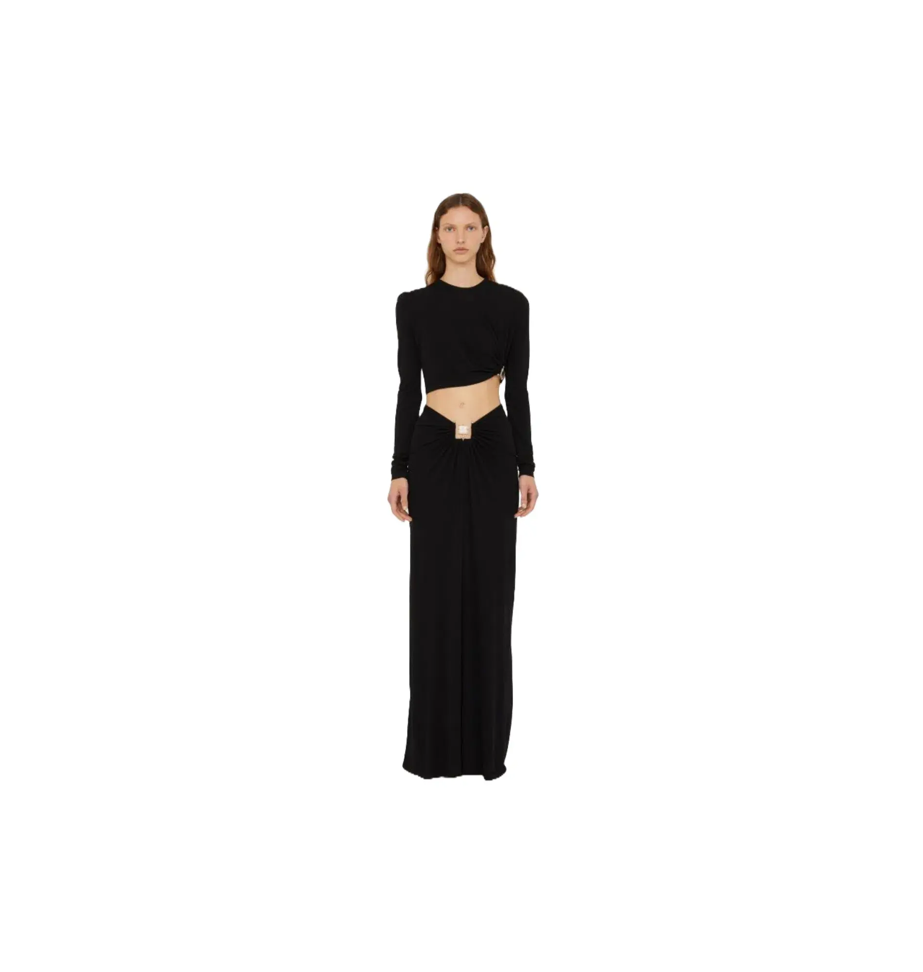 Christopher Esber Bezel Quartz Ruched Skirt Black Size 8 - Image 1