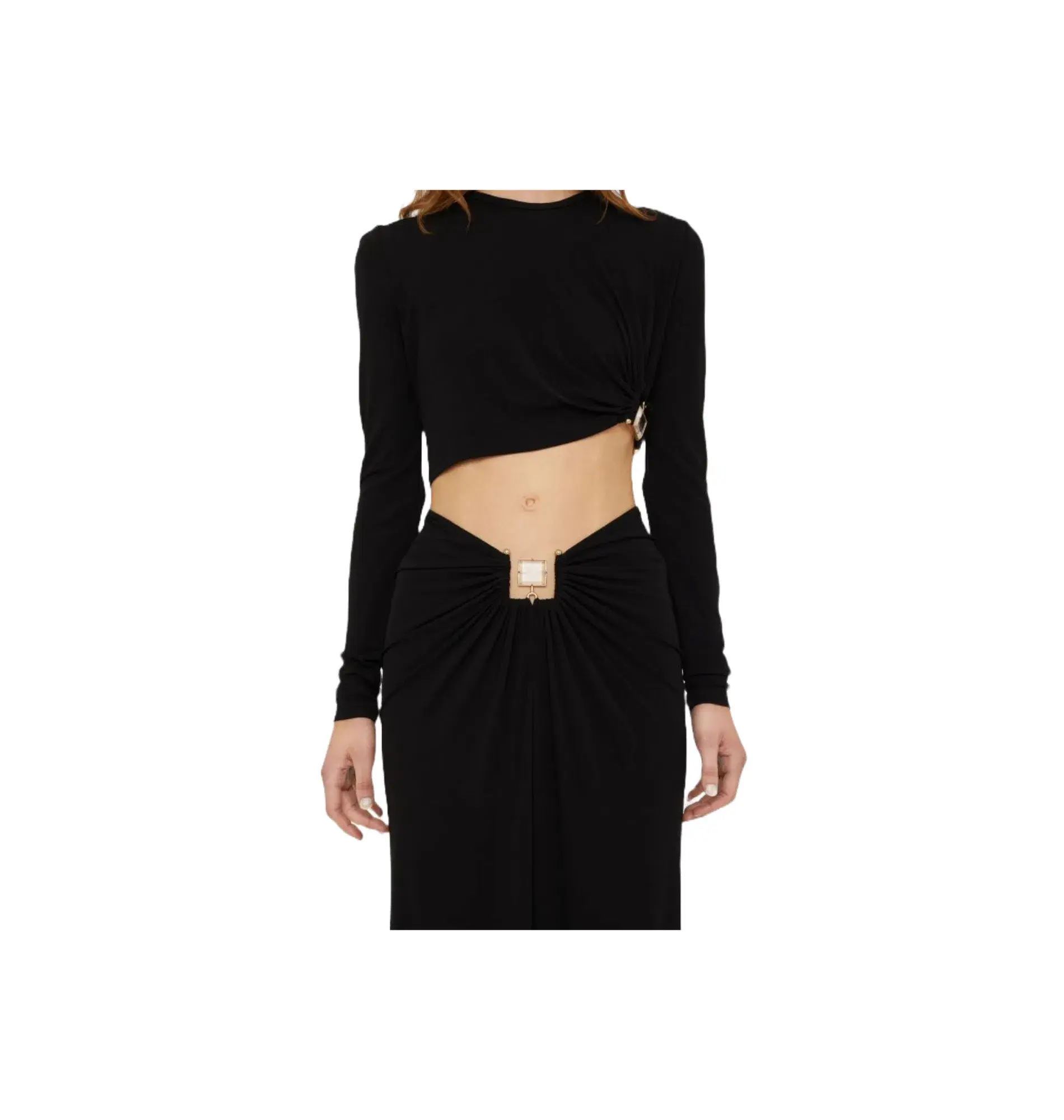 Christopher Esber Bezel Quartz Ruched Skirt Black Size 8 - Image 4