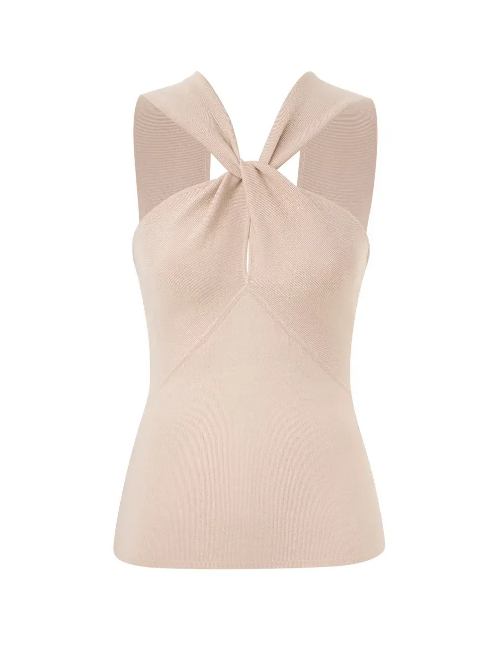 Zimmermann Crush Halter Neck Top in Cream Size 1/AU 10 and Metallic Stripe Skirt in Multi Size 2/AU 12 Set  - Image 1