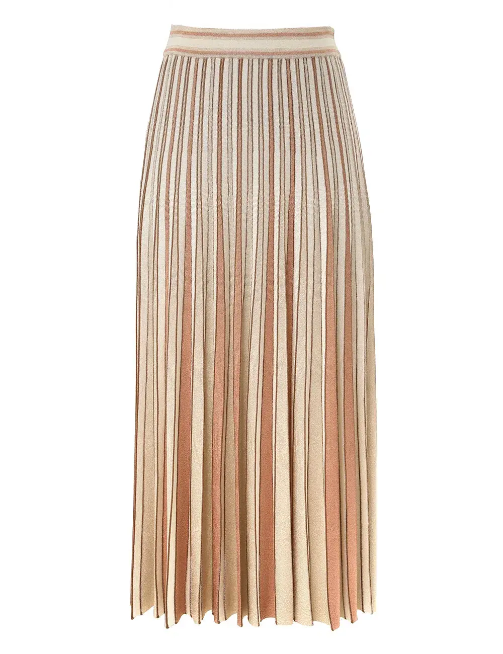 Zimmermann Crush Halter Neck Top in Cream Size 1/AU 10 and Metallic Stripe Skirt in Multi Size 2/AU 12 Set  - Image 2