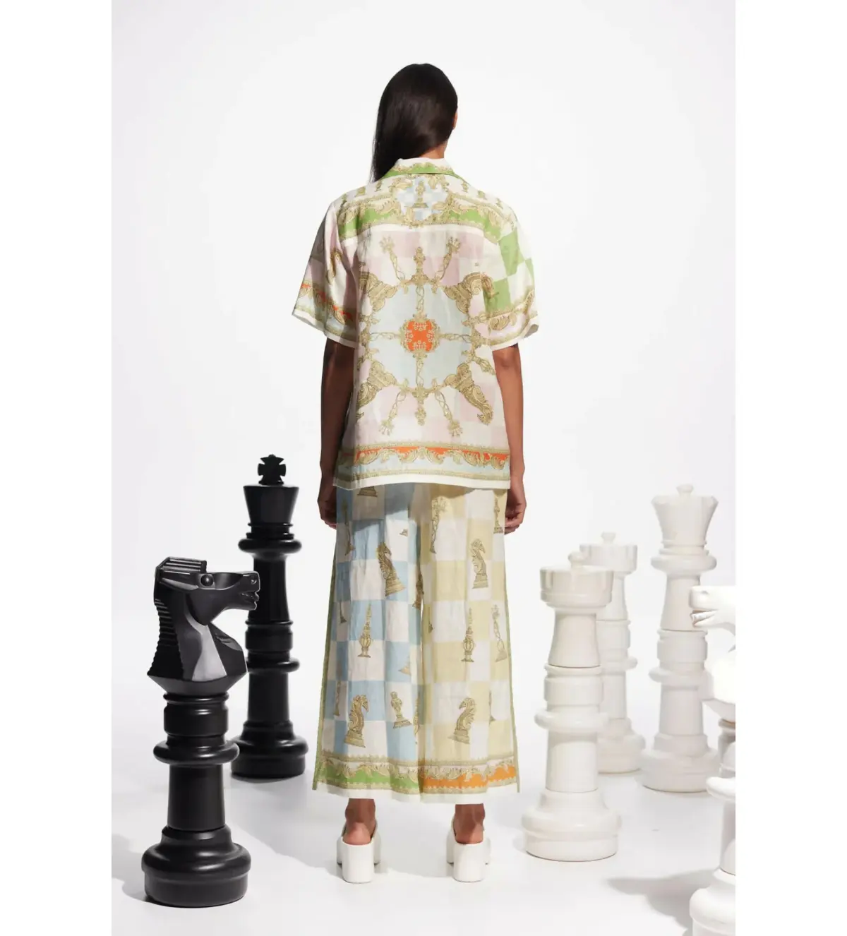Alemais Checkmate Linen Top & Pants Set Print Size 10 - Image 5