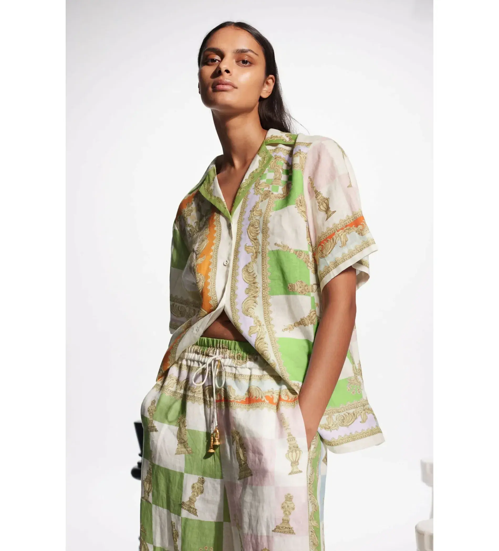 Alemais Checkmate Linen Top & Pants Set Print Size 10 - Image 2