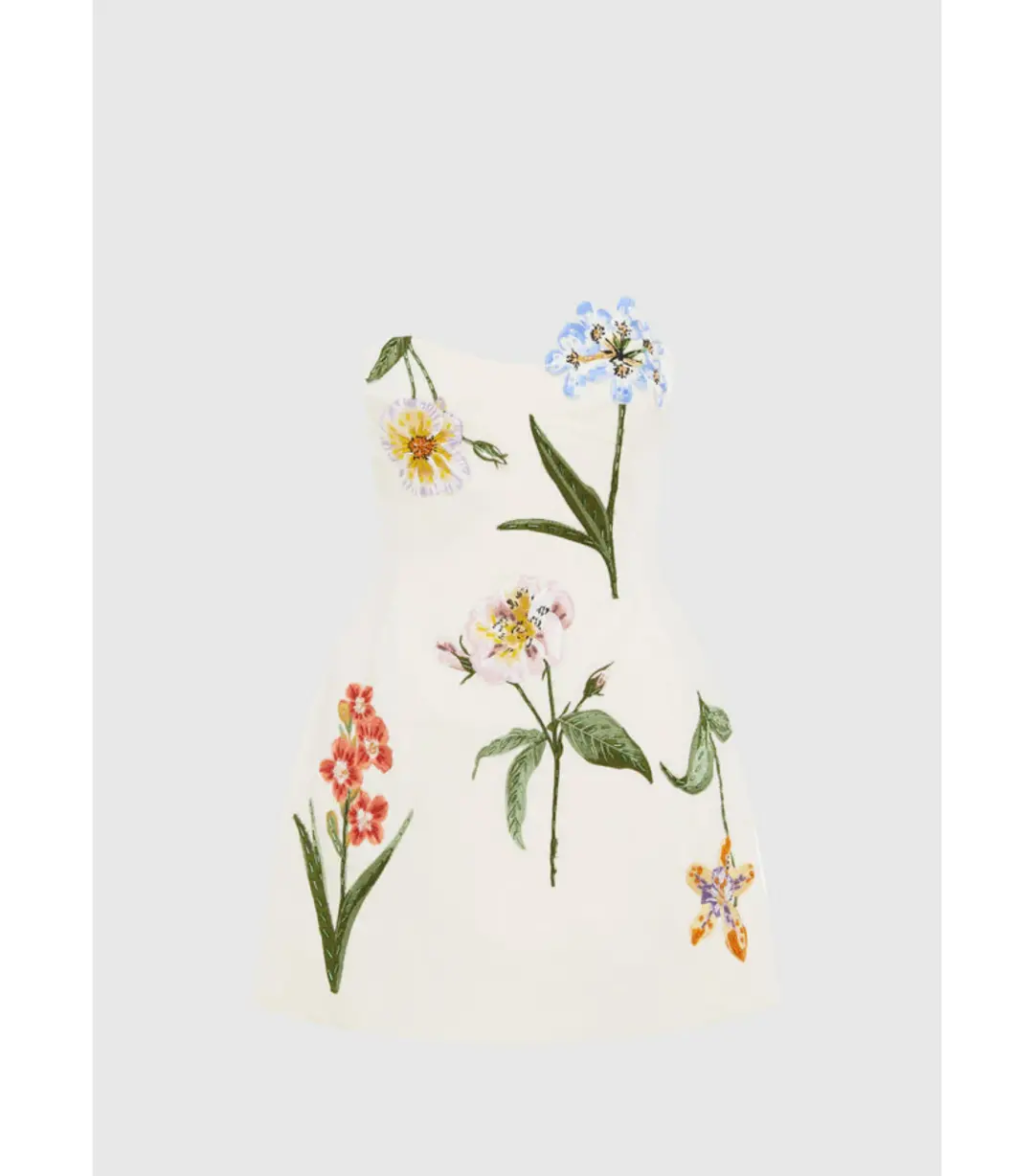 Leo Lin Rosario Velvet Mini Dress Botanical Print Snow Size AU 8 for rent on The Volte - main image