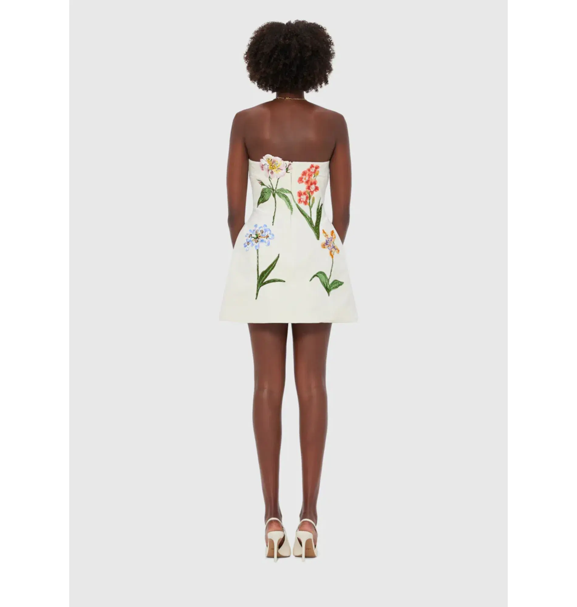 Leo Lin Rosario Velvet Mini Dress Botanical Snow Print Size 10 - Image 3