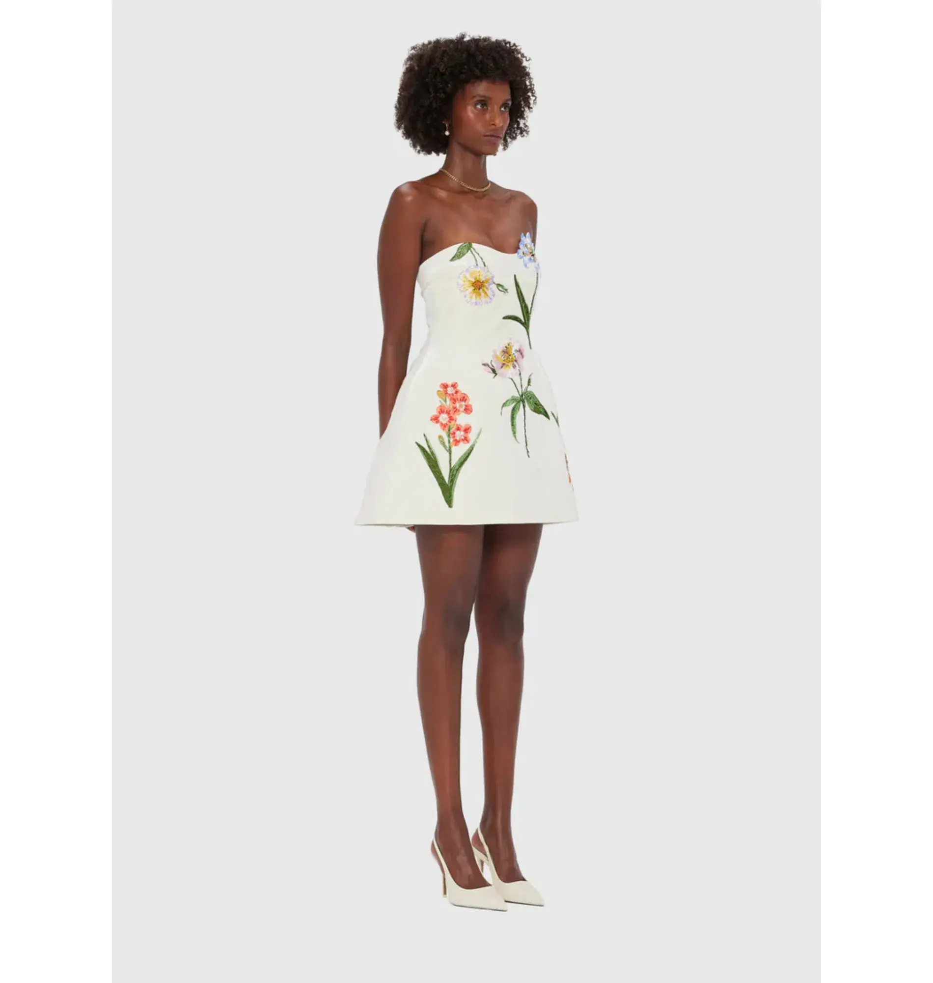Leo Lin Rosario Velvet Mini Dress Botanical Snow Print Size 10 - Image 1