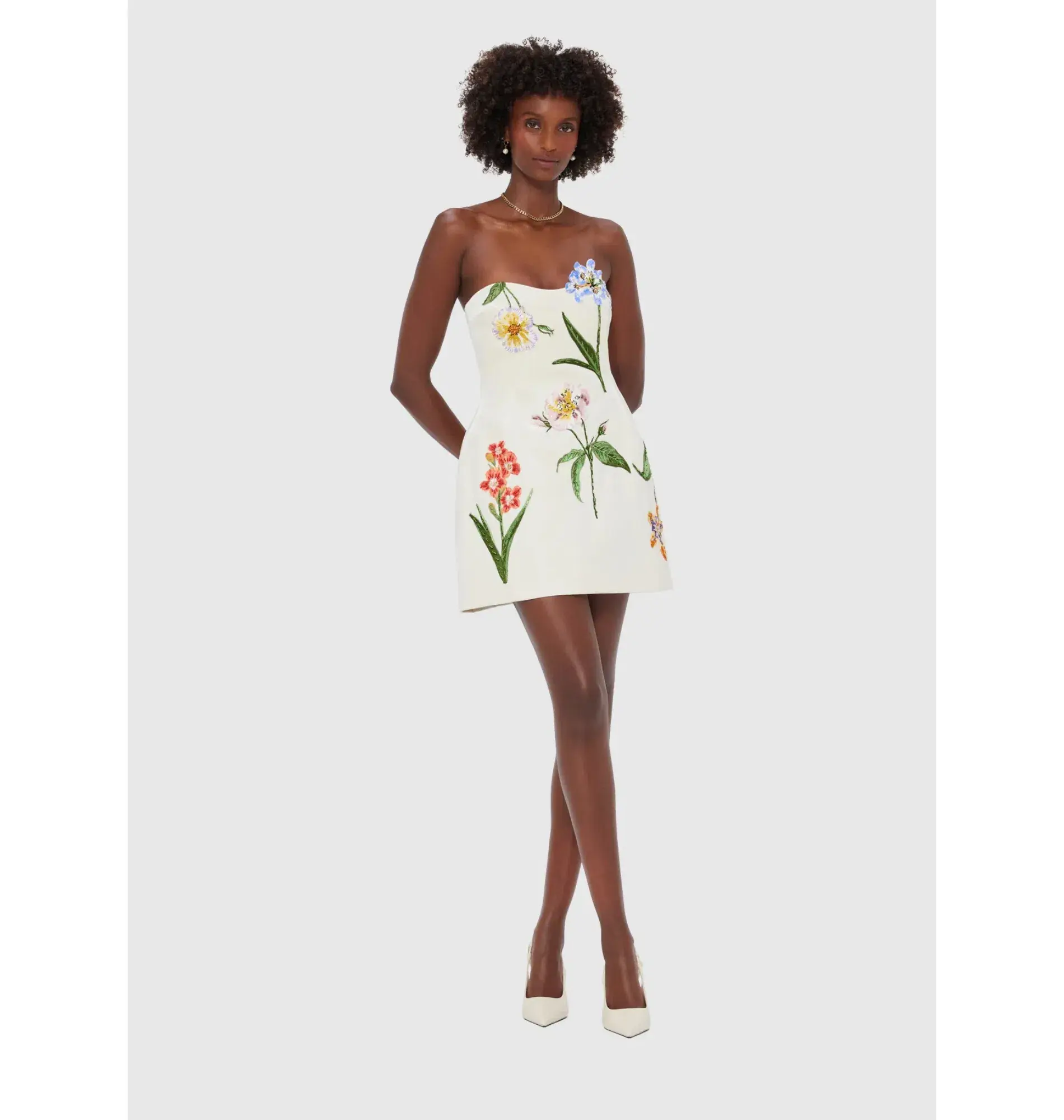 Leo Lin Rosario Velvet Mini Dress Botanical Snow Print Size 10 - Image 2
