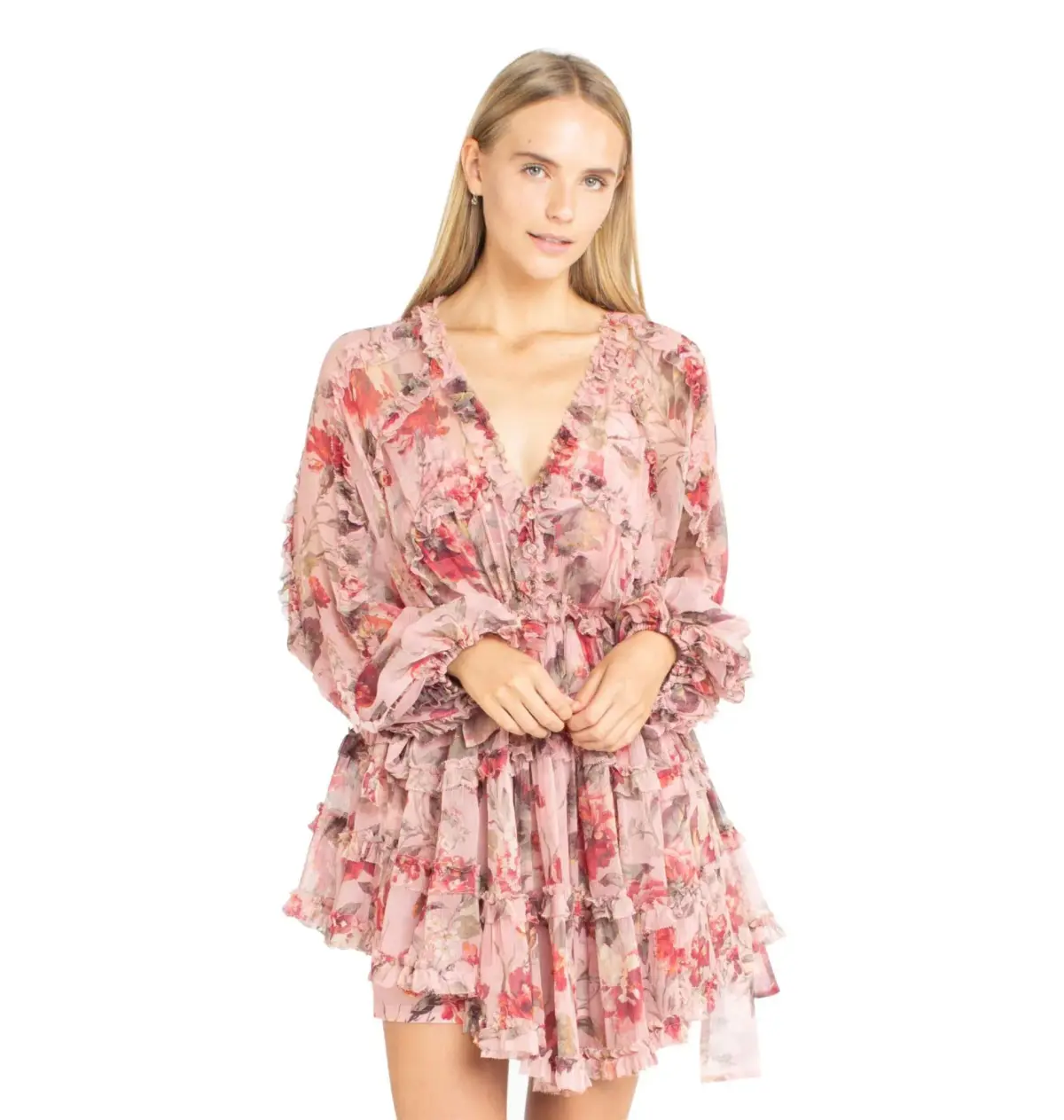 Zimmermann Cassia Frill Billow Mini Dress Floral Size 1 / AU 10 - Image 4