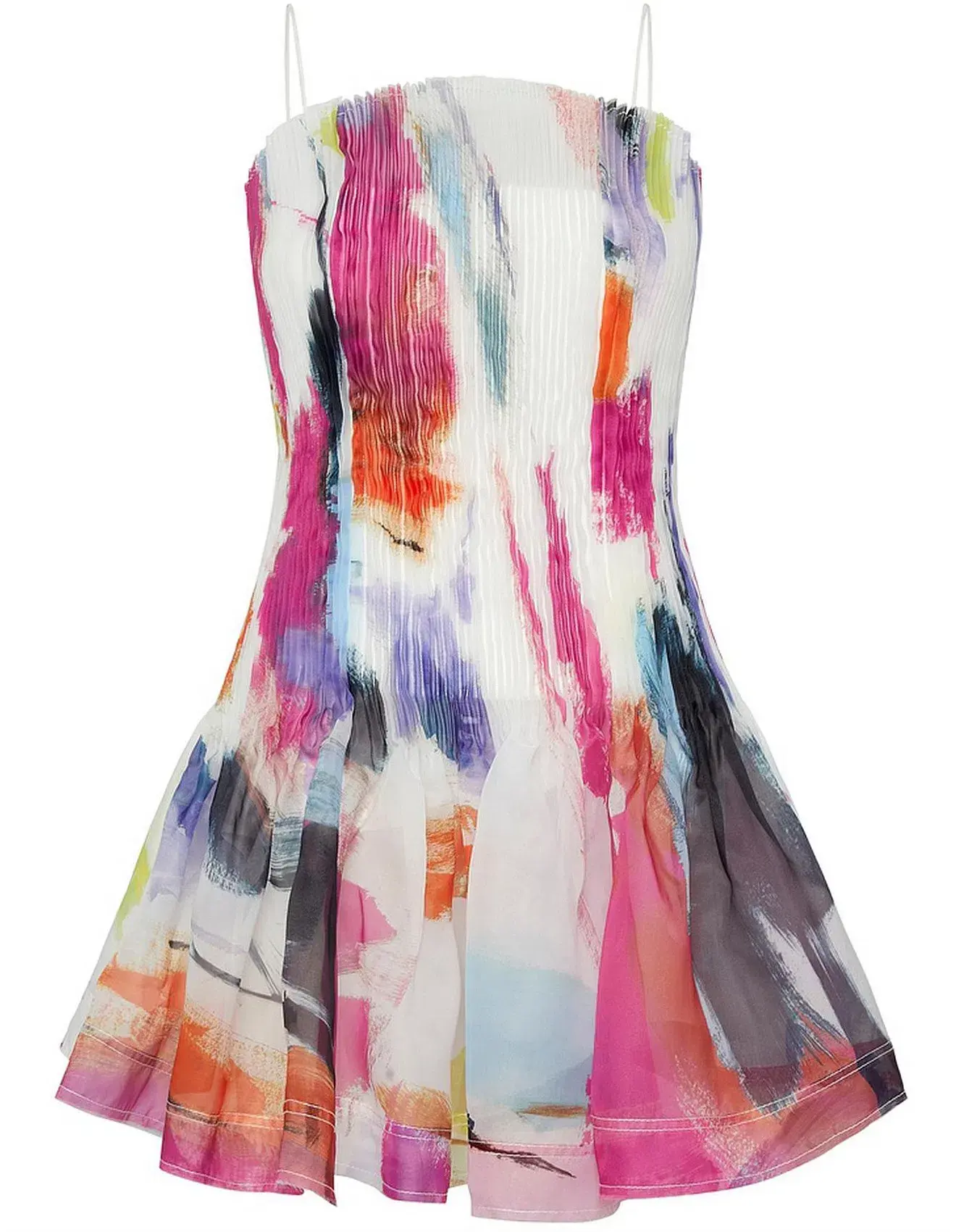 Aje Celestial Pleated Mini Dress Multi Size 8 - Image 5
