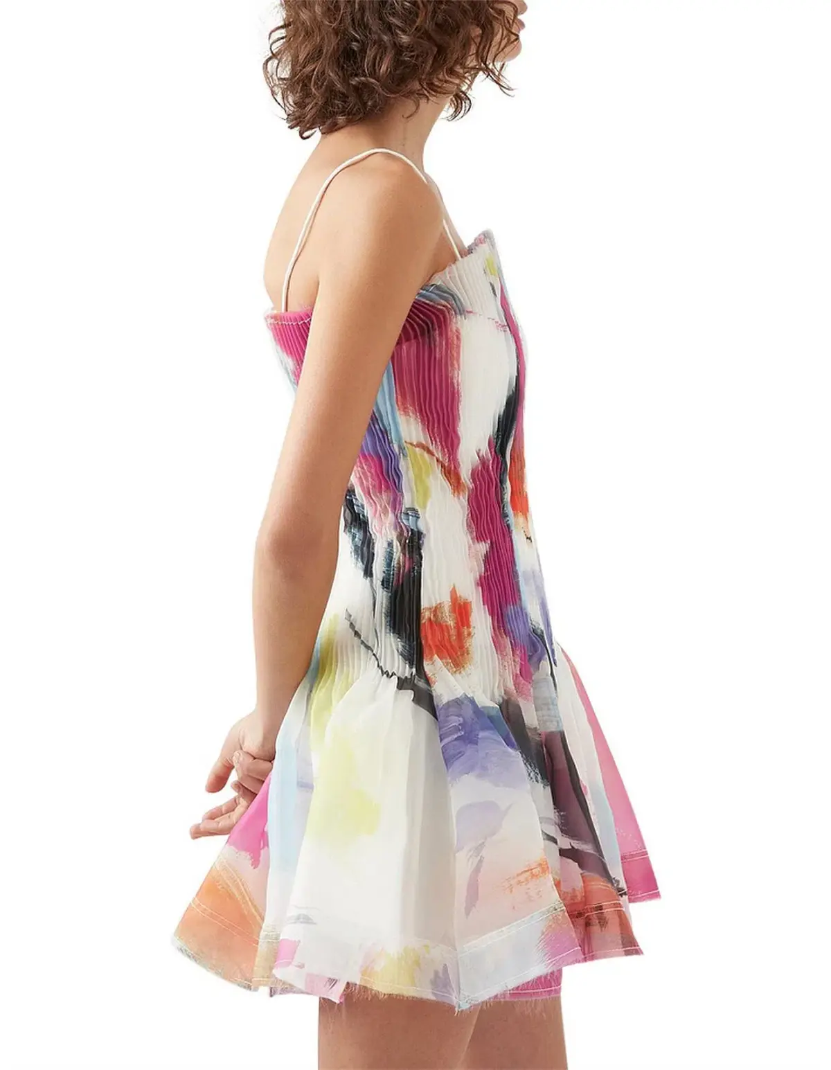 Aje Celestial Pleated Mini Dress Multi Size 8 - Image 3