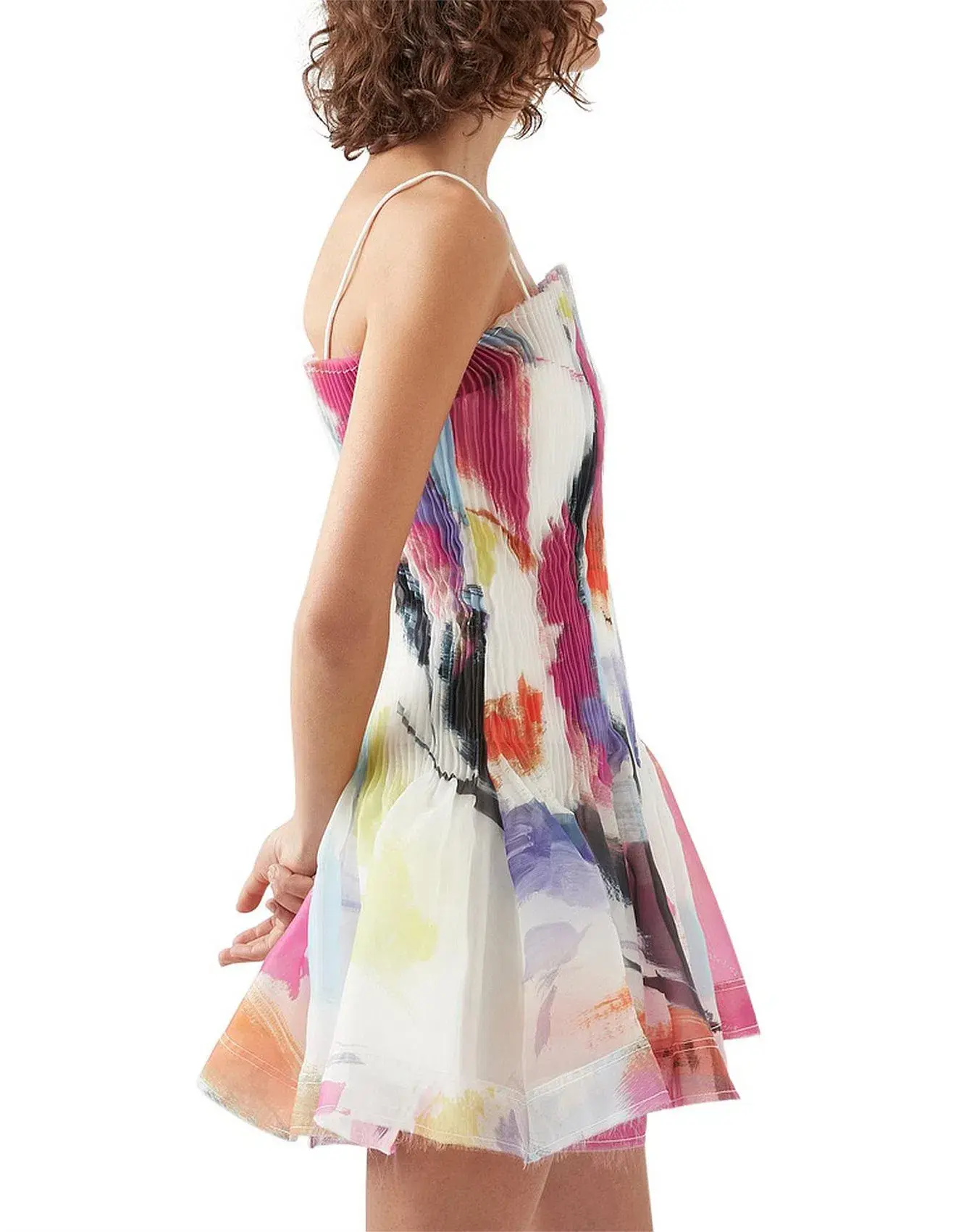 Aje Celestial Pleated Mini Dress Multi Size 8 - Image 3