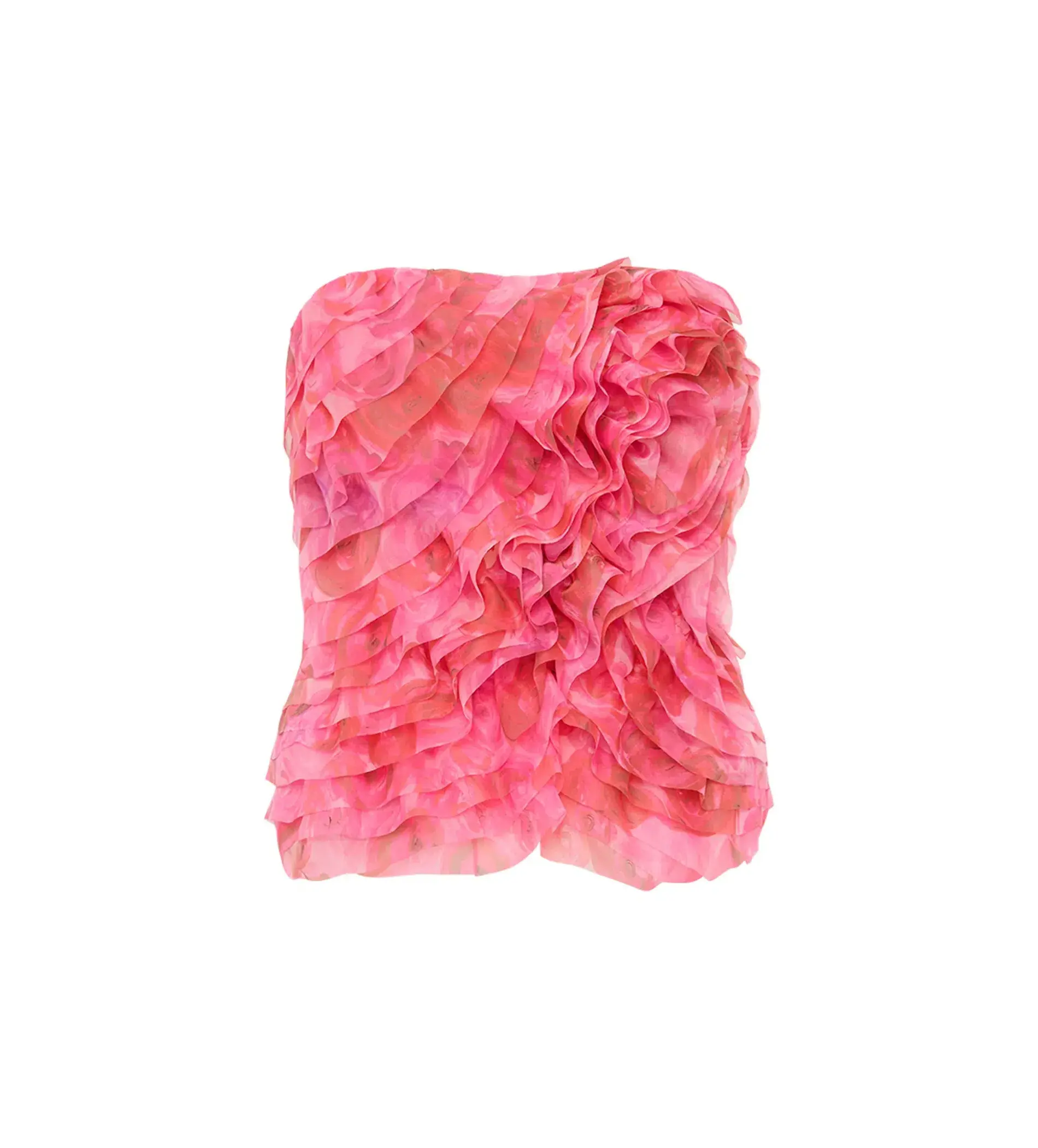Aje Charmed Rosette Ruffle Bustier with Valeria Asymmetrical Midi Skirt in Misty Rose Size 6 - Image 4