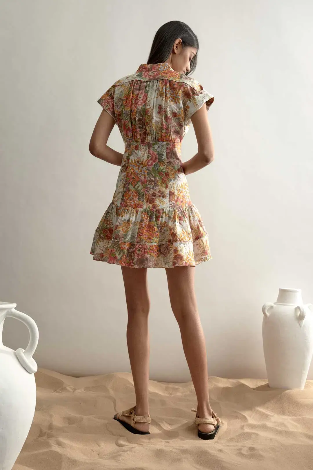 Alemais Sylvia Floral Mini Hemp Cotton Button Dress Size 2 AU 6 - Image 3