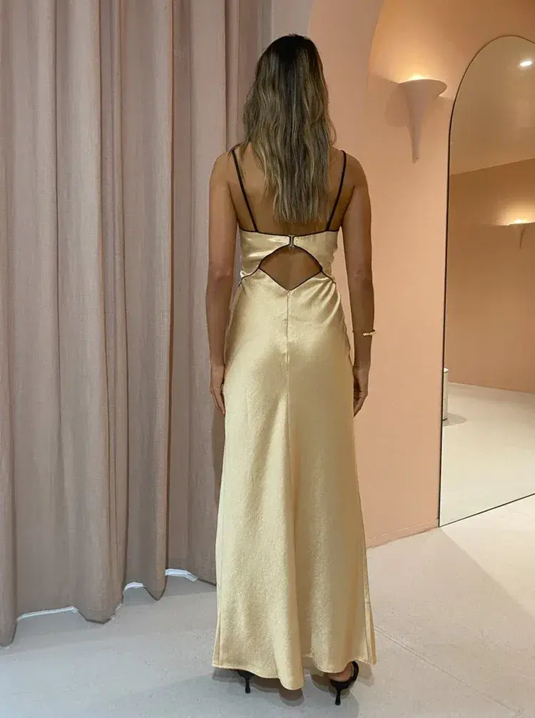 Bec and Bridge Hazel Maxi Dress in Gold Size 12 - Image 2